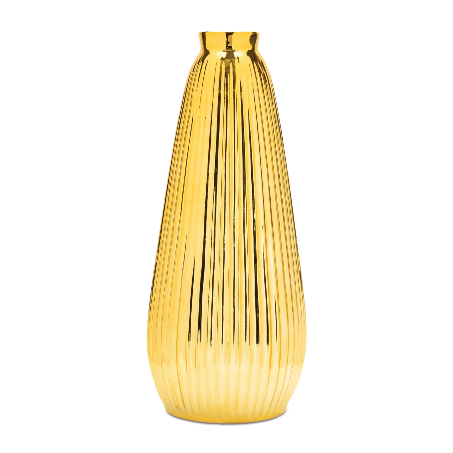 Ribbed Metallic Ceramic Vase 16.5″H