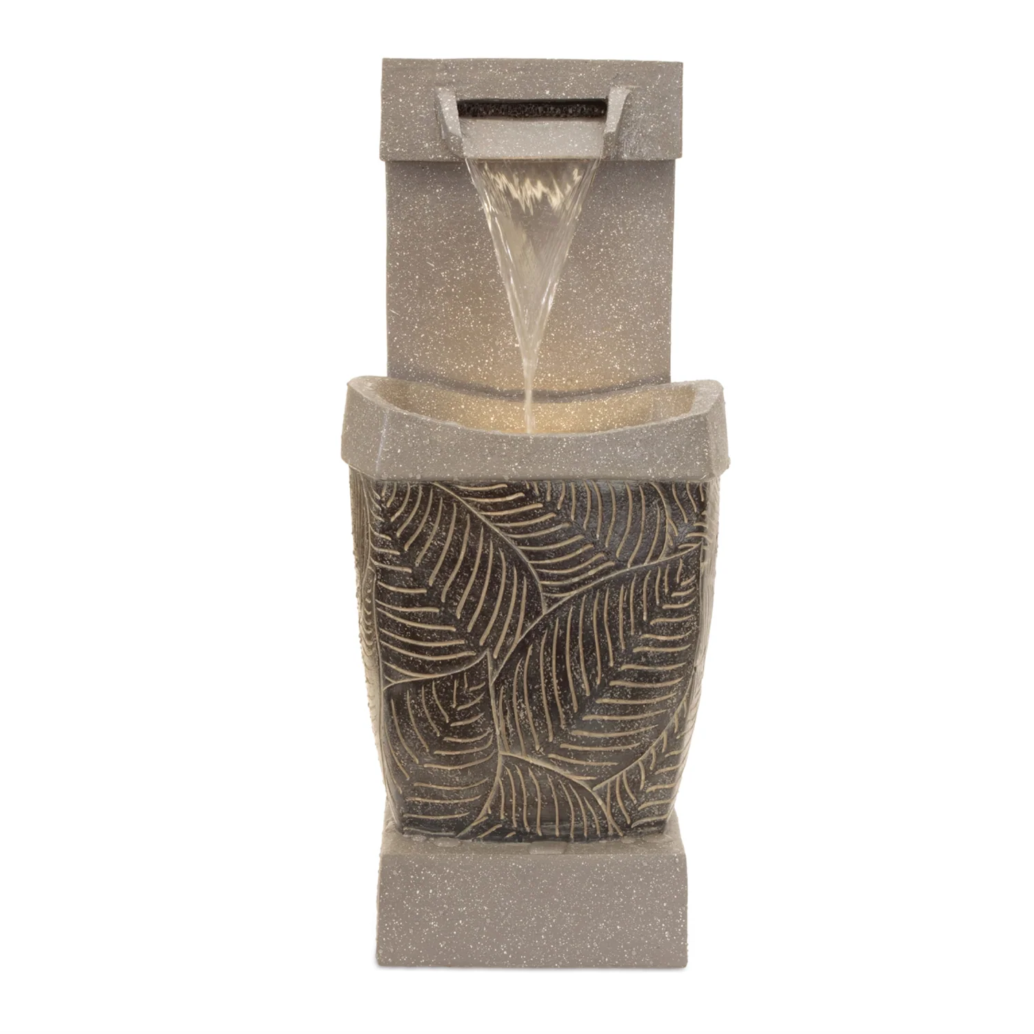 Leaf Etched Stone Fountain 27″H