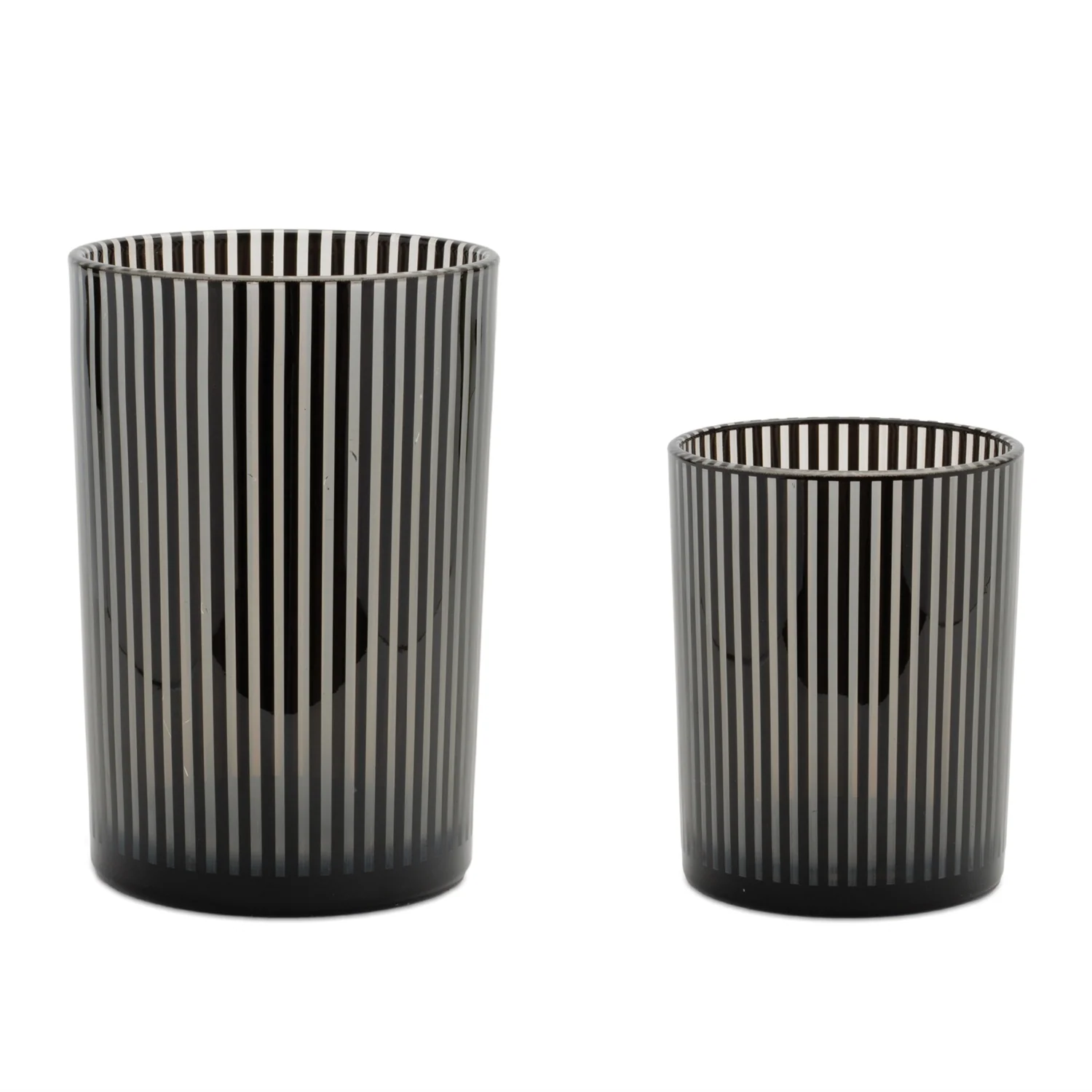 Srtiped Glass Candle Holder (Set of 2)
