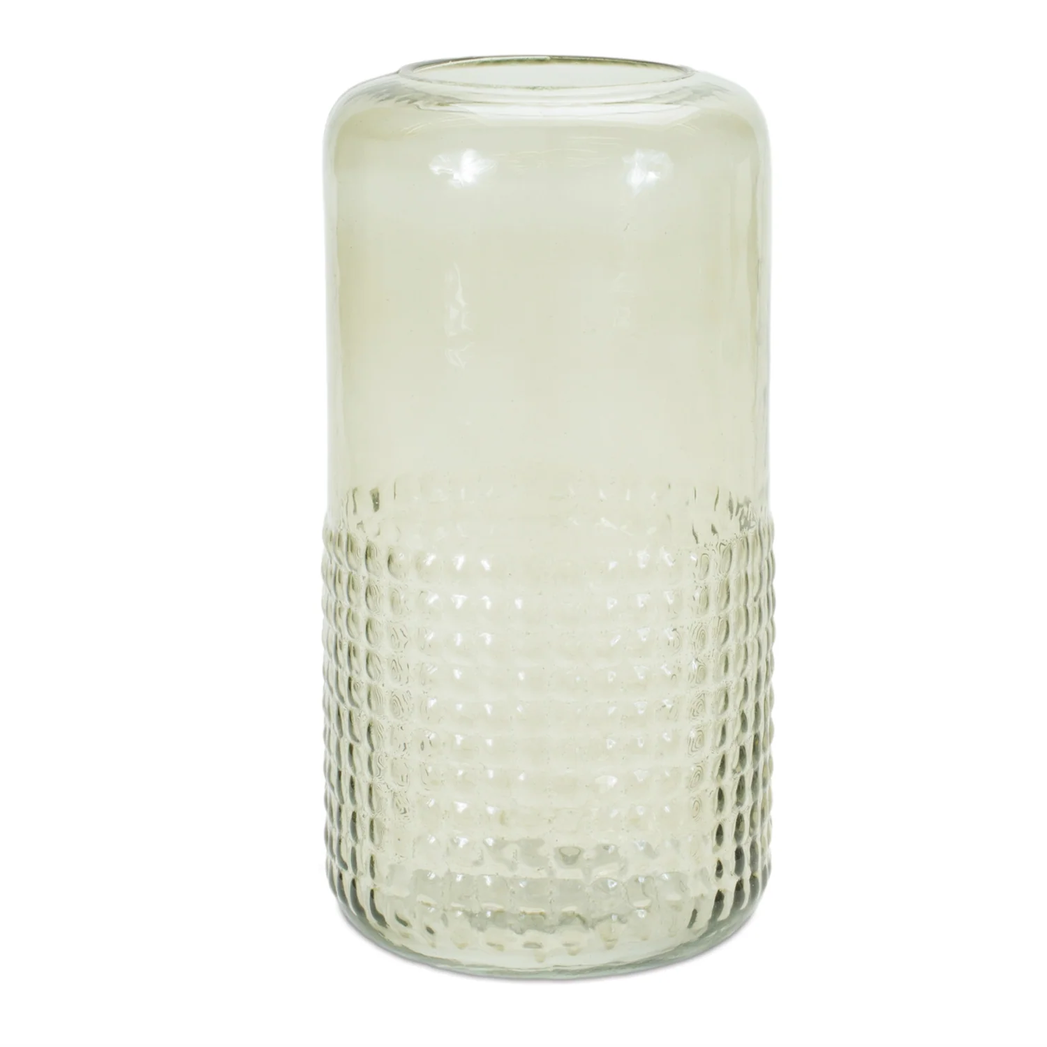 Green Textured Glass Candle Holder Vase 9.5″H