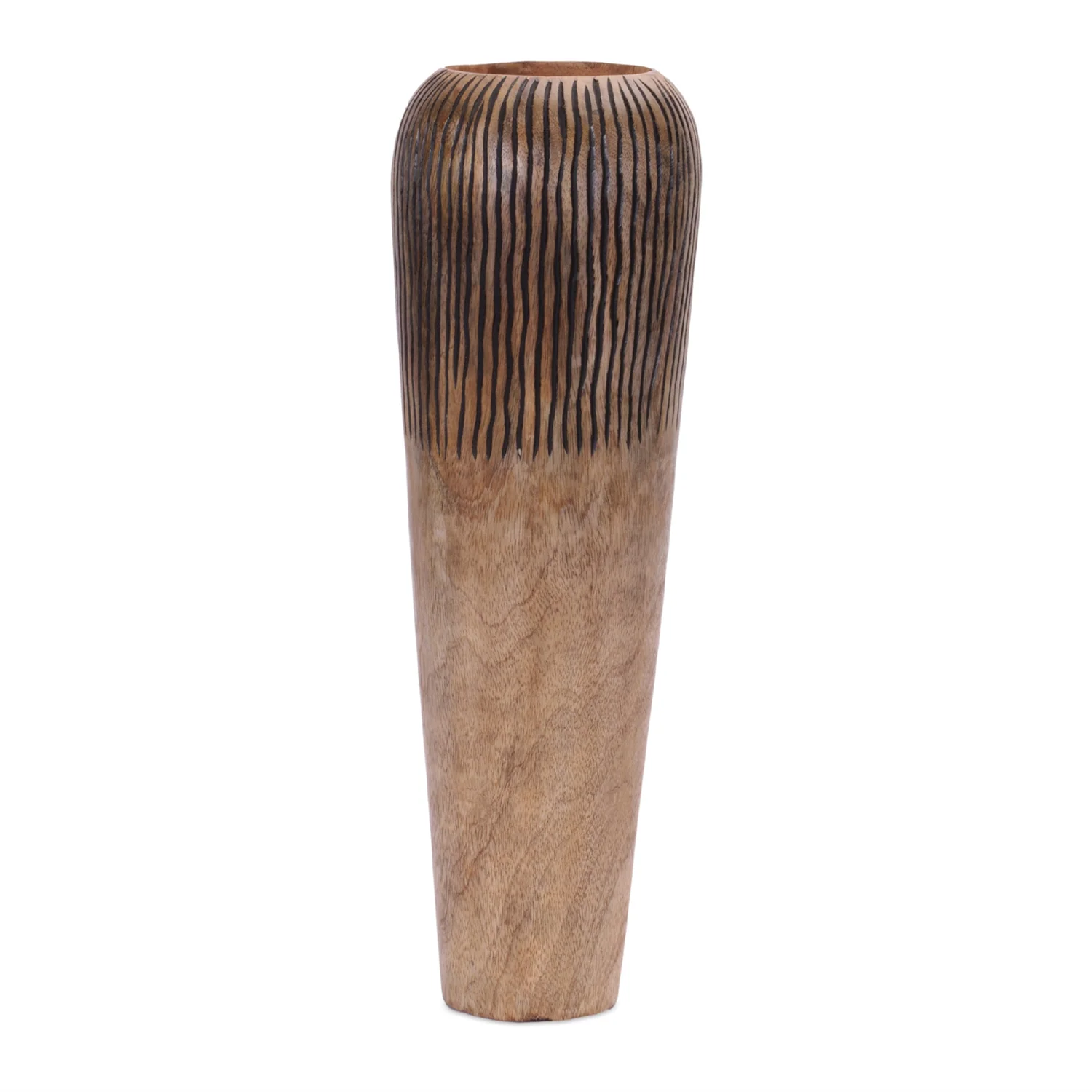 Carved Mango Wood Vase 18″H