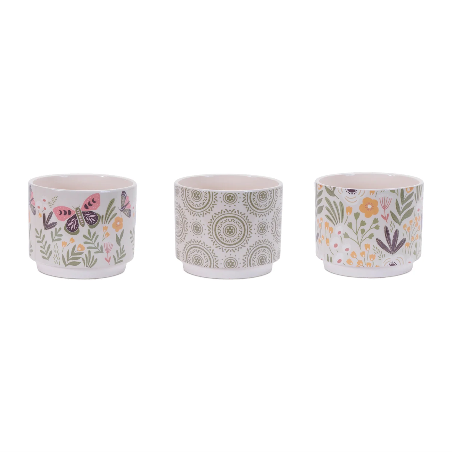 Stone Floral Patterned Planter (Set of 3)