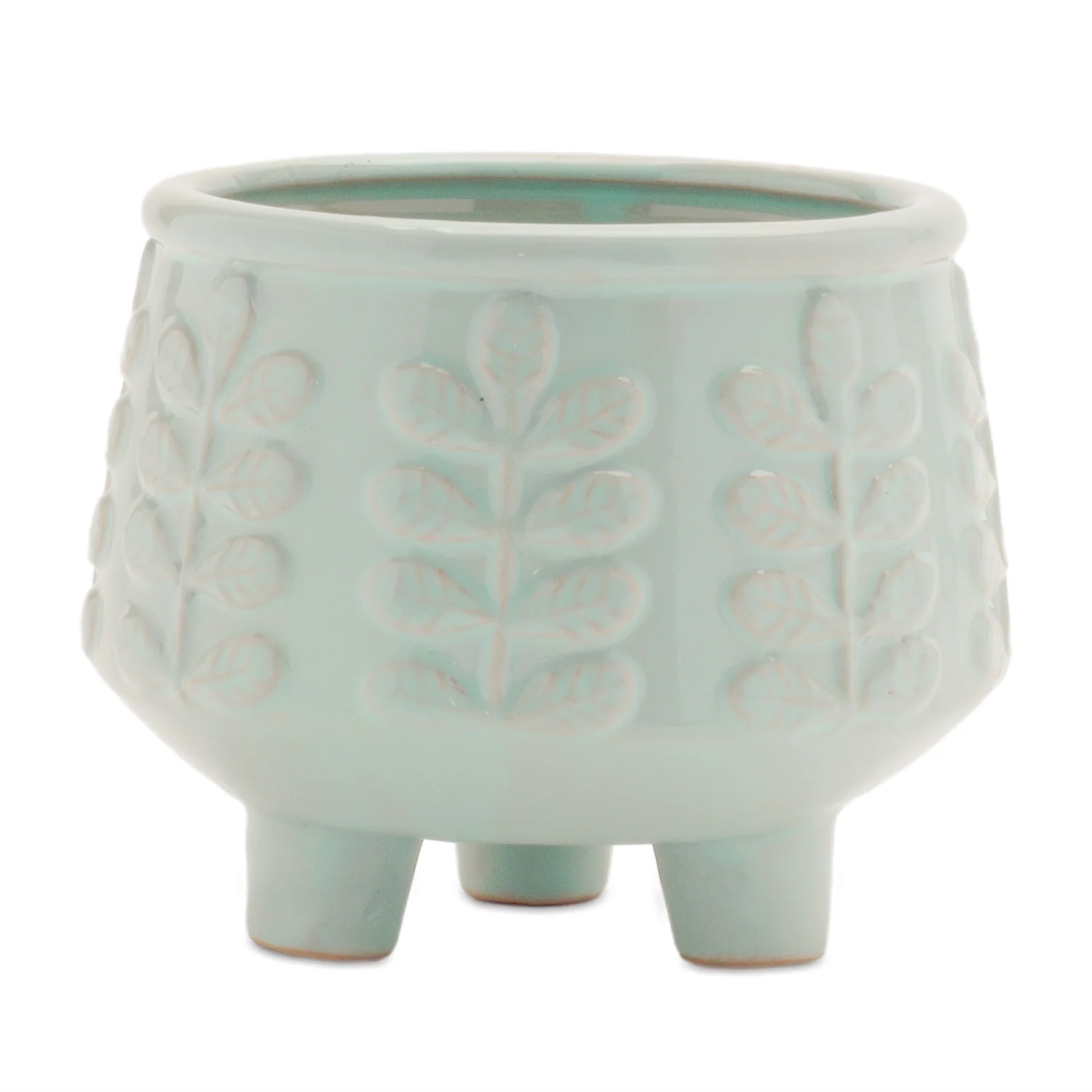 Footed Ceramic Leaf Pattern Planter (Set of 4)