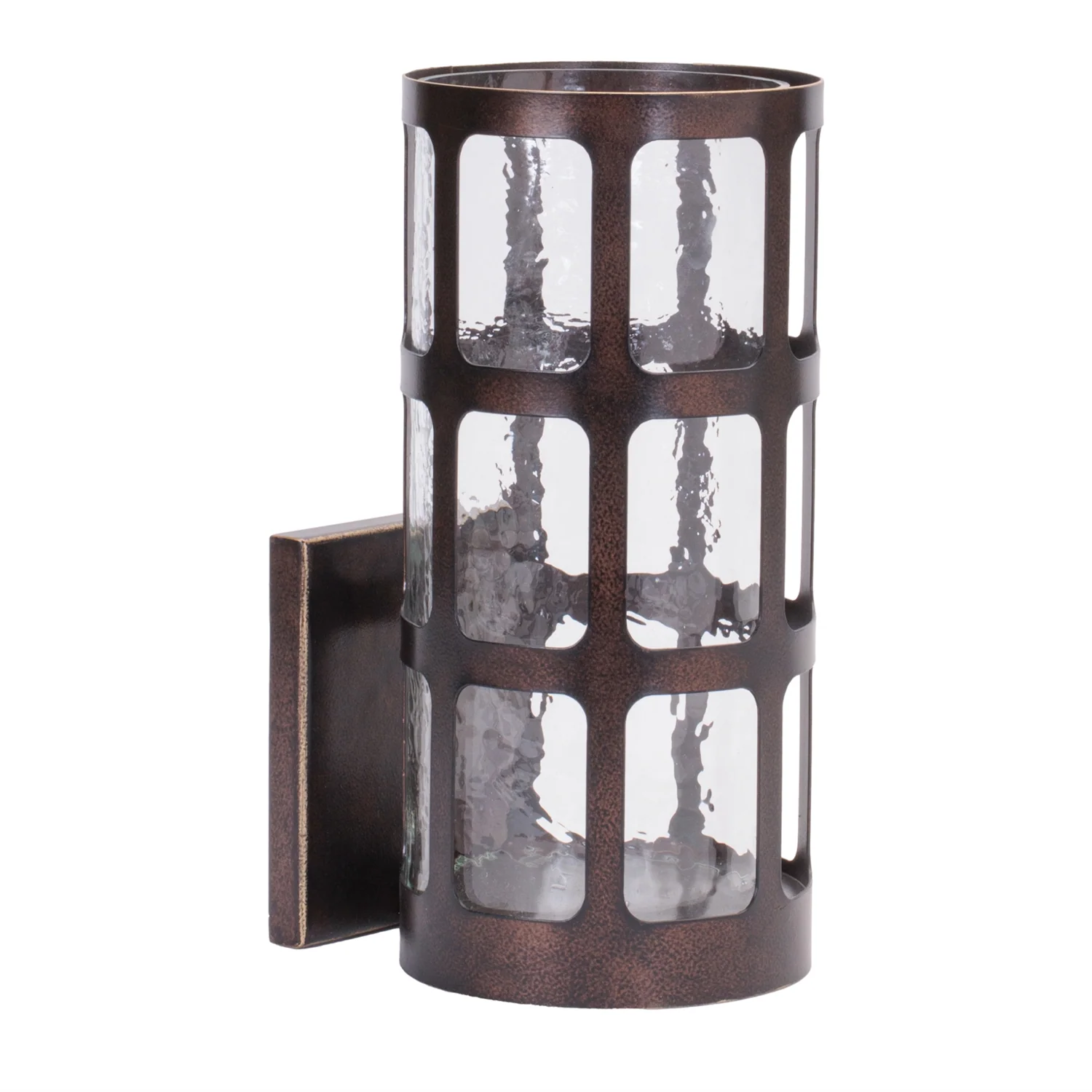 Metal Wall Sconce with Glass Insert 10.75″H