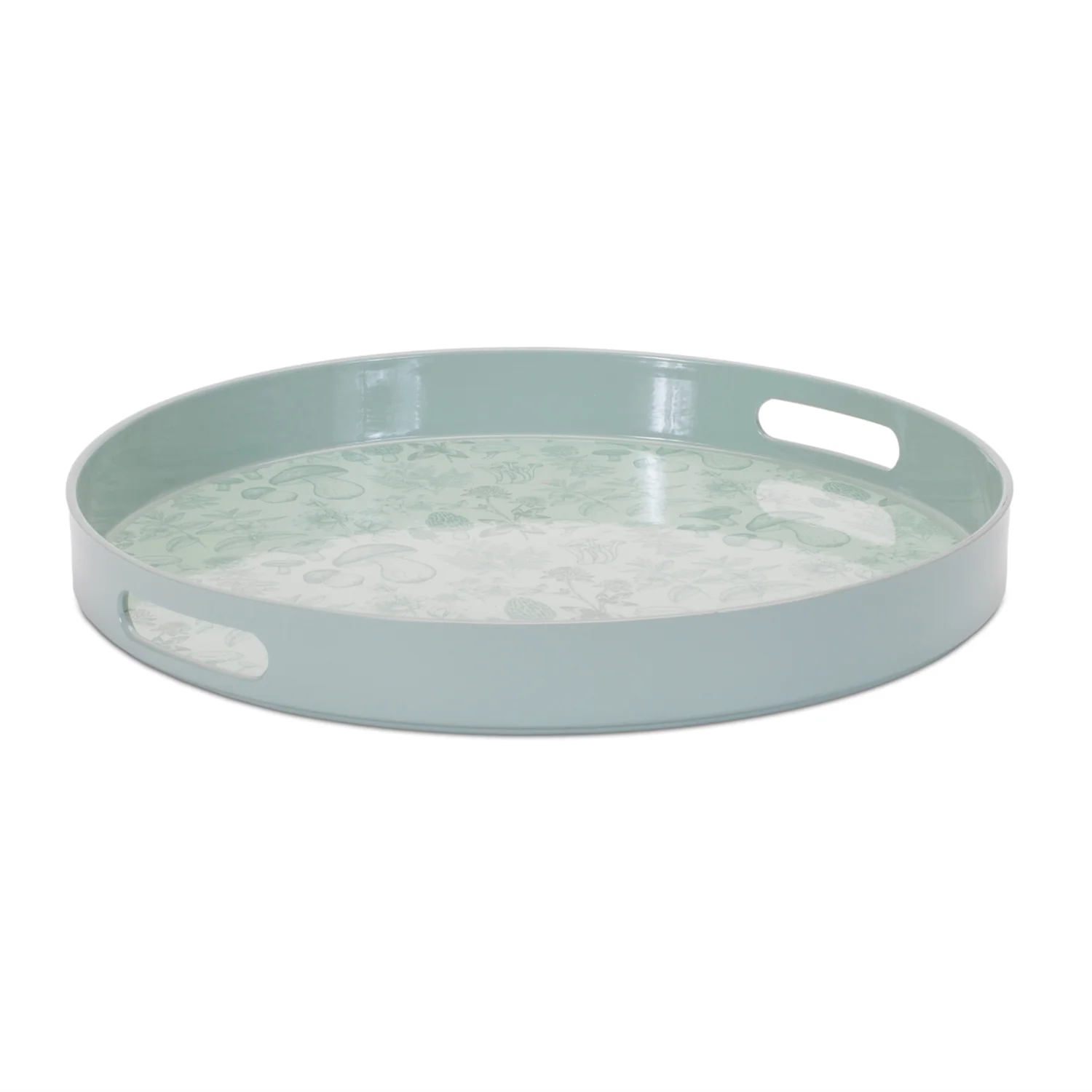 Round Mushroom and Floral Print Tray 13.5″D