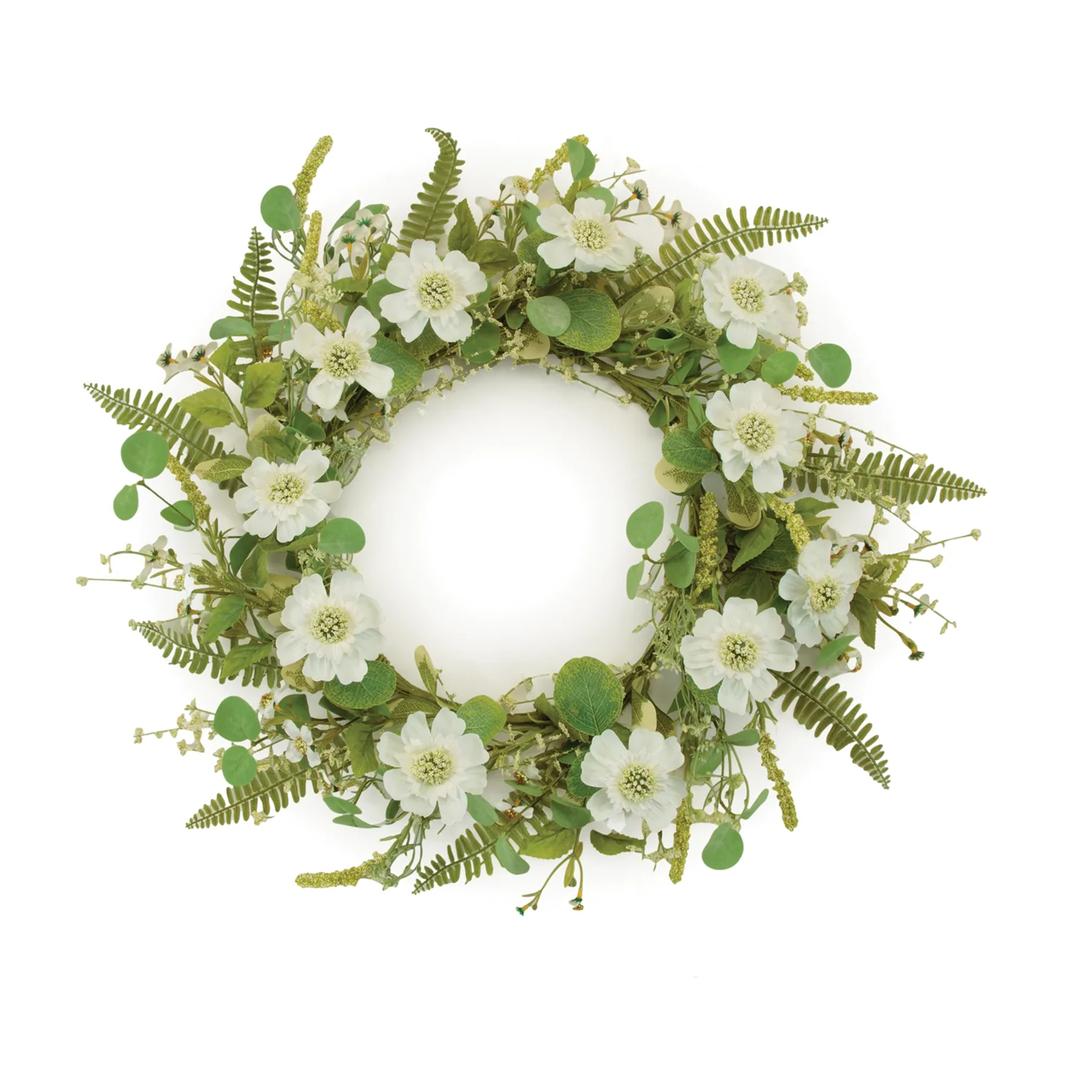 Mixed Pincushion Floral Wreath 22″D