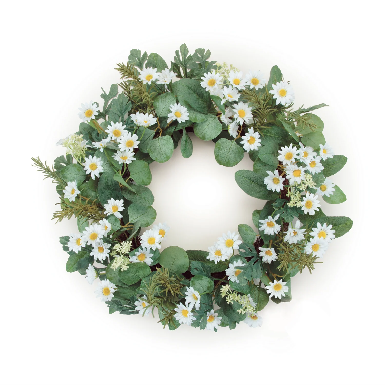 Mini Daisy and Foliage Wreath 22″D