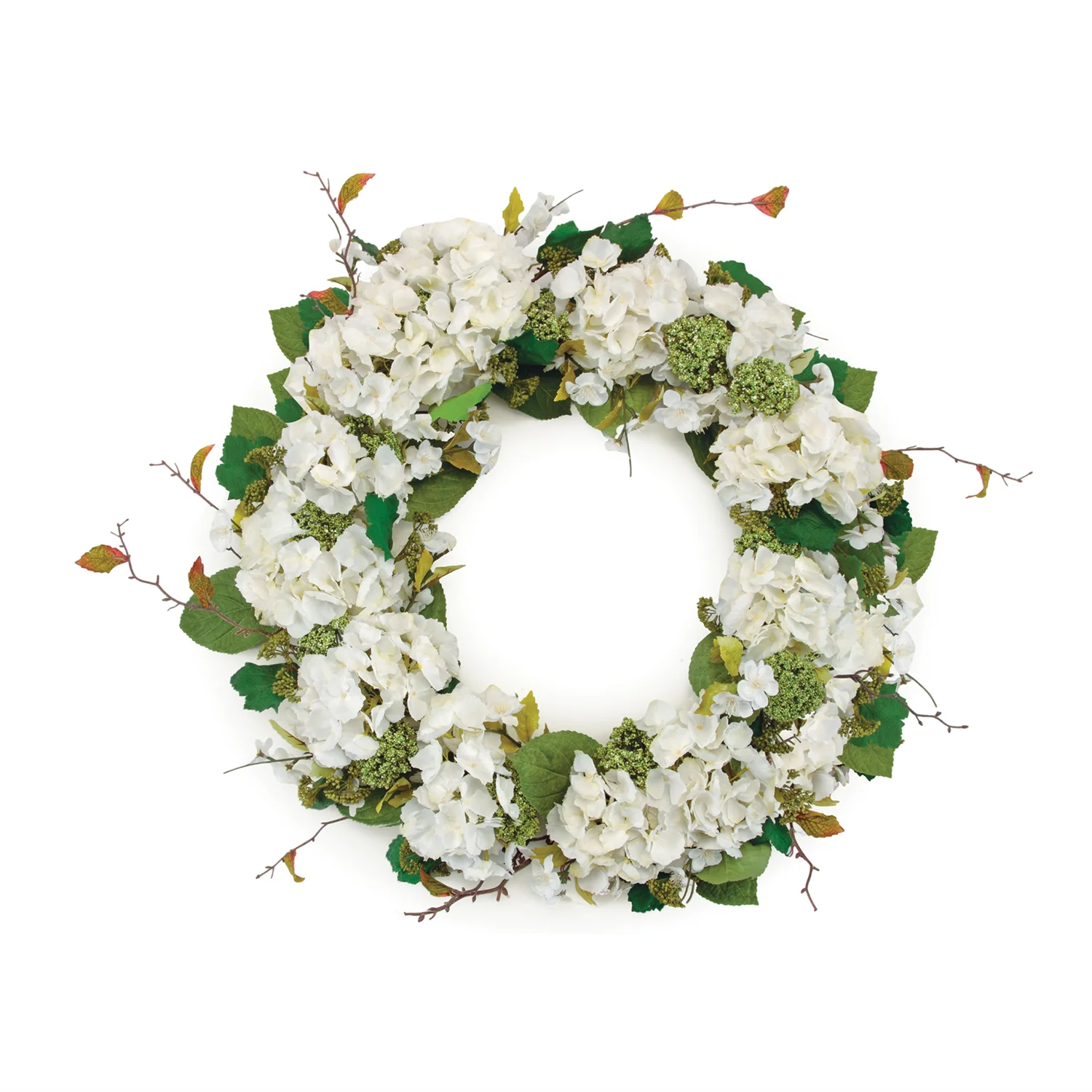 Hydrangea and Seedum Floral Wreath 22″D