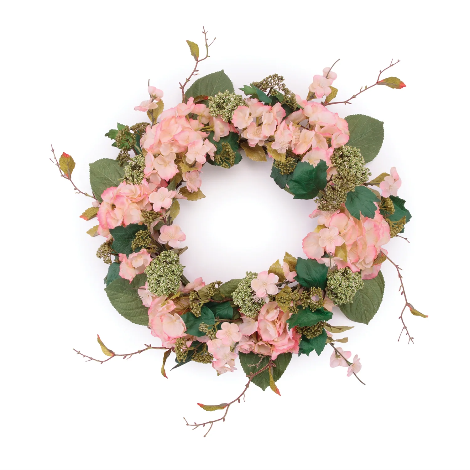 Hydrangea and Seedum Floral Wreath 32″D