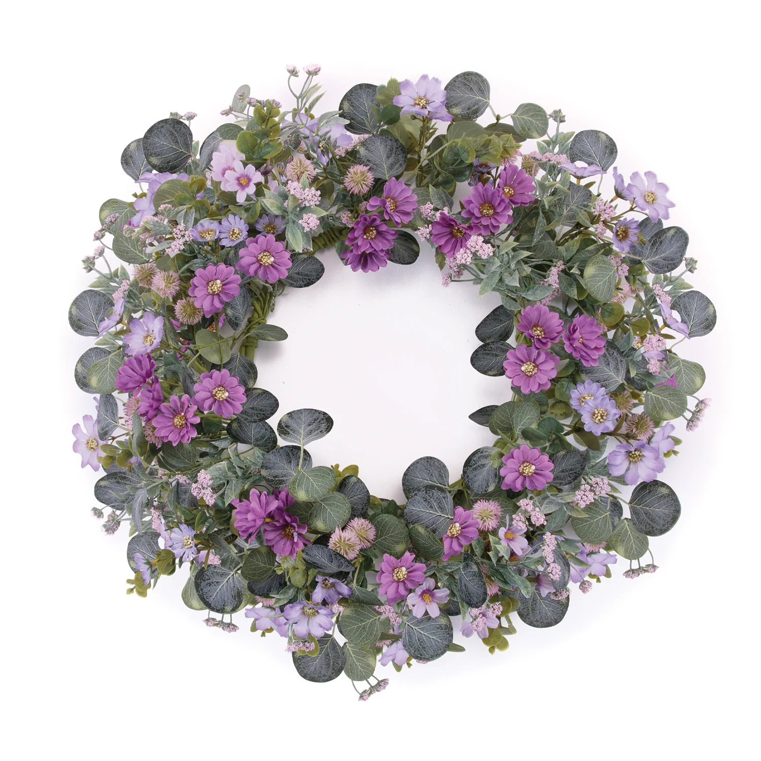 Mixed Daisy Floral and Thistle Wreath 22″D