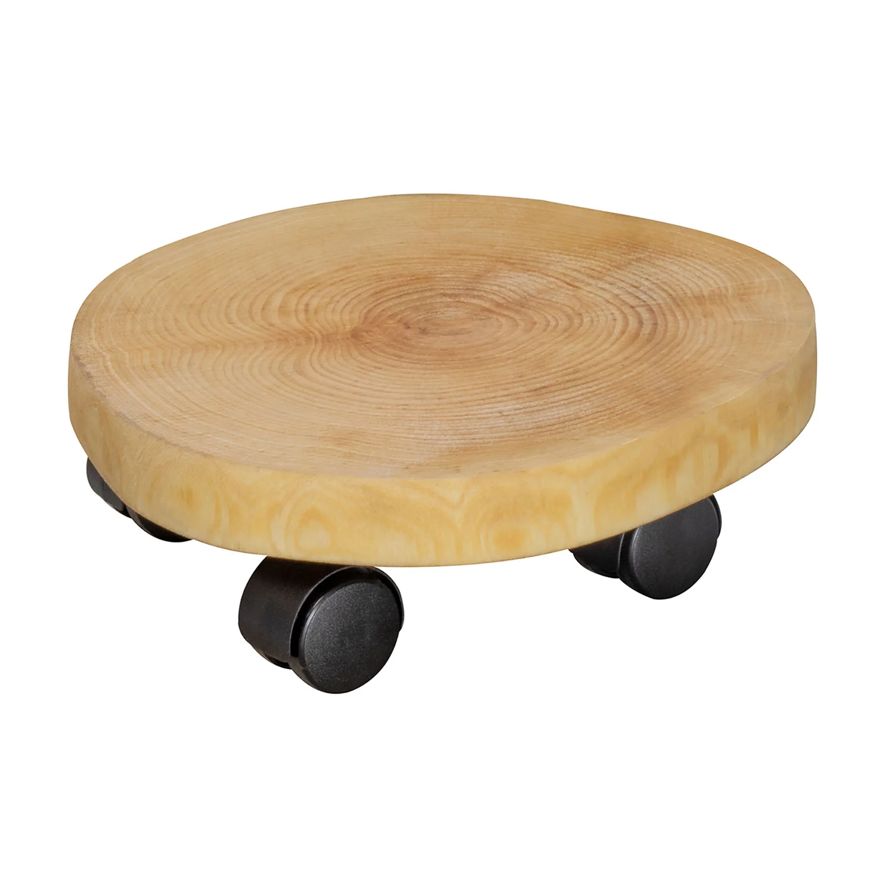 10″ Natural Birch Round Wooden Plant Caddy