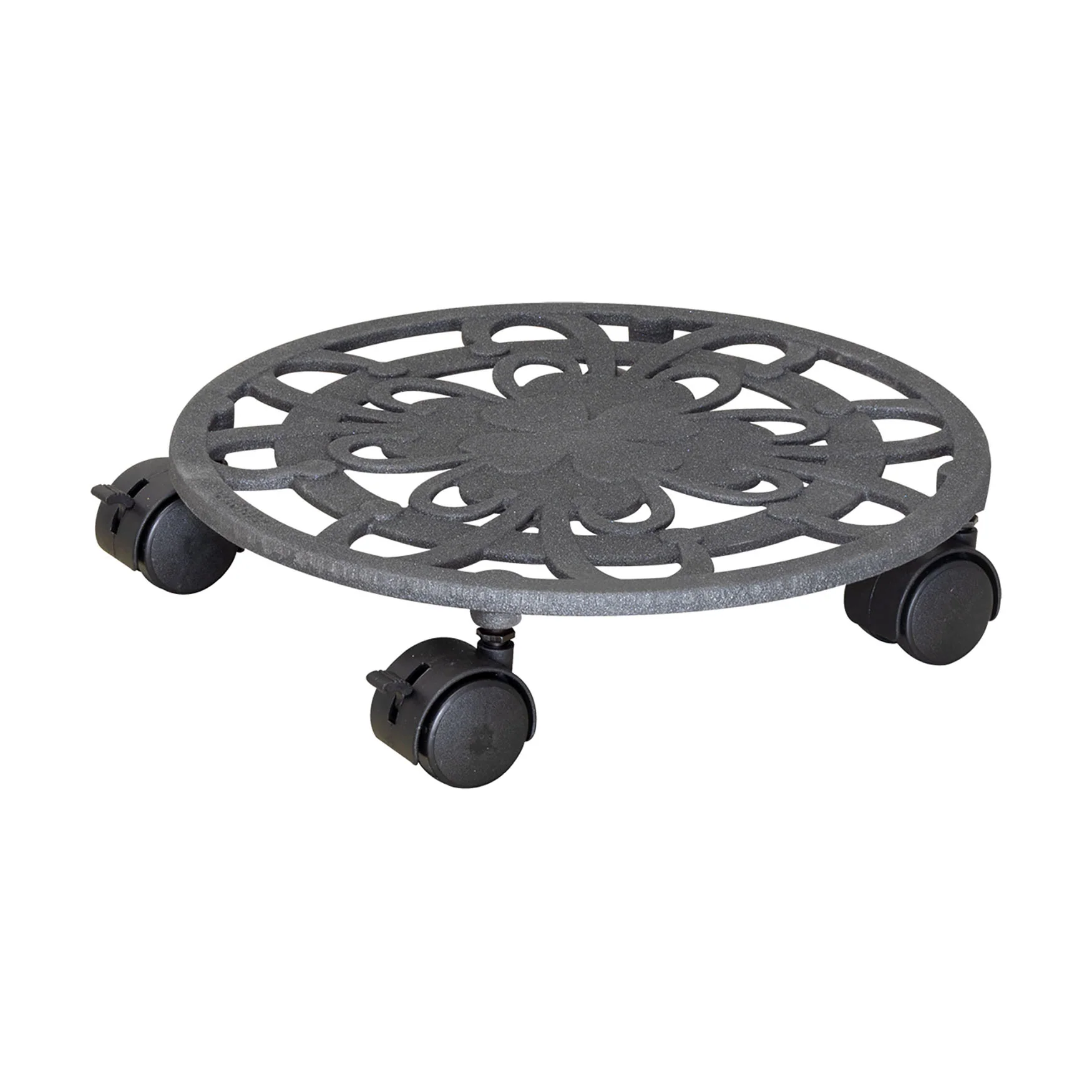 11.4″ Slate Gray Round Cast Iron Plant Caddy
