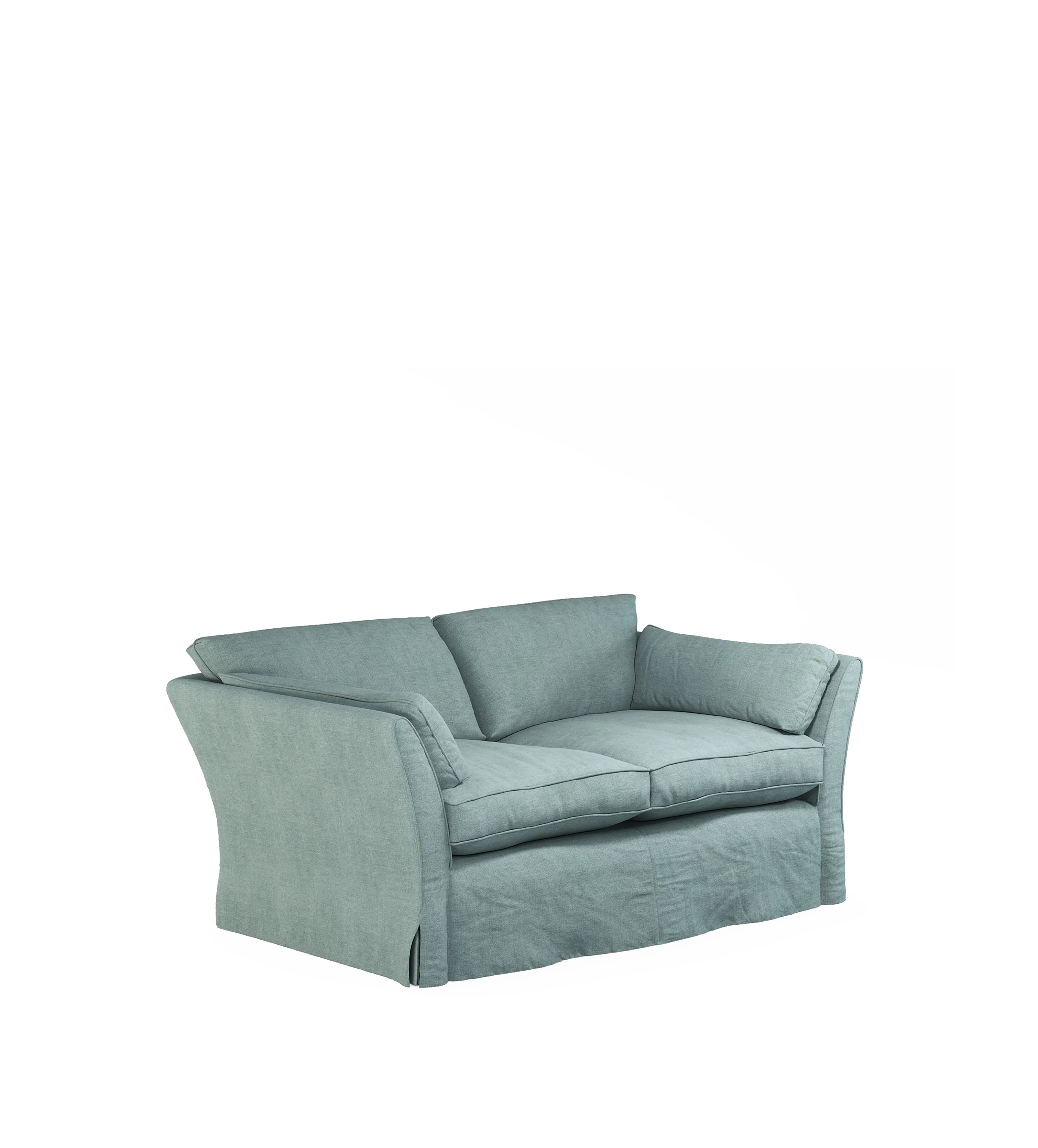 COVER ONLY – Radcliffe Stonewash Linen Loose Cover for 2-Seater Sofa – Aqua