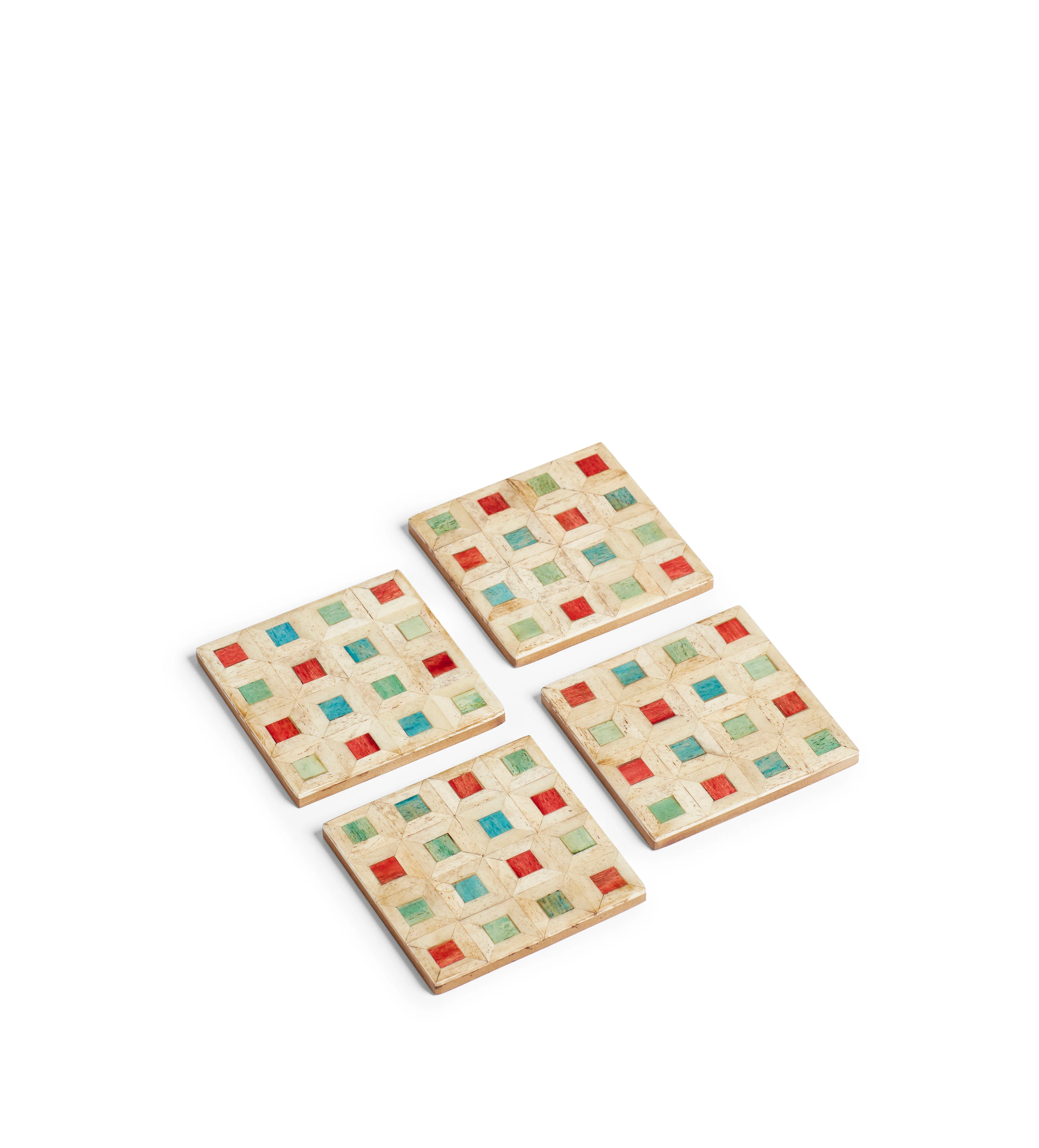 Rangoli Tile Coasters with Box – Set of Four – Multi