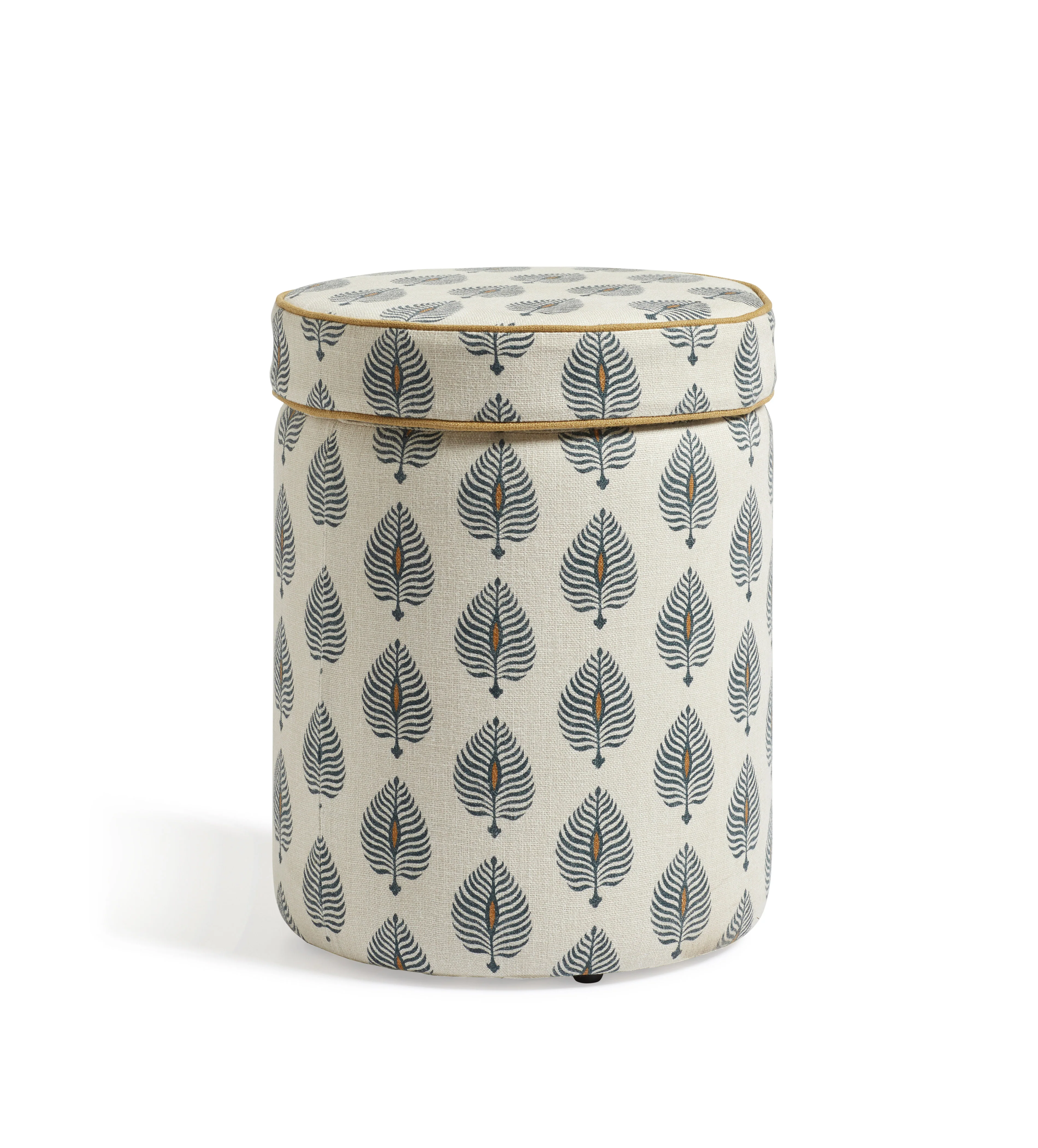 Samena Ocellus Linen Ottoman – Blue/Natural