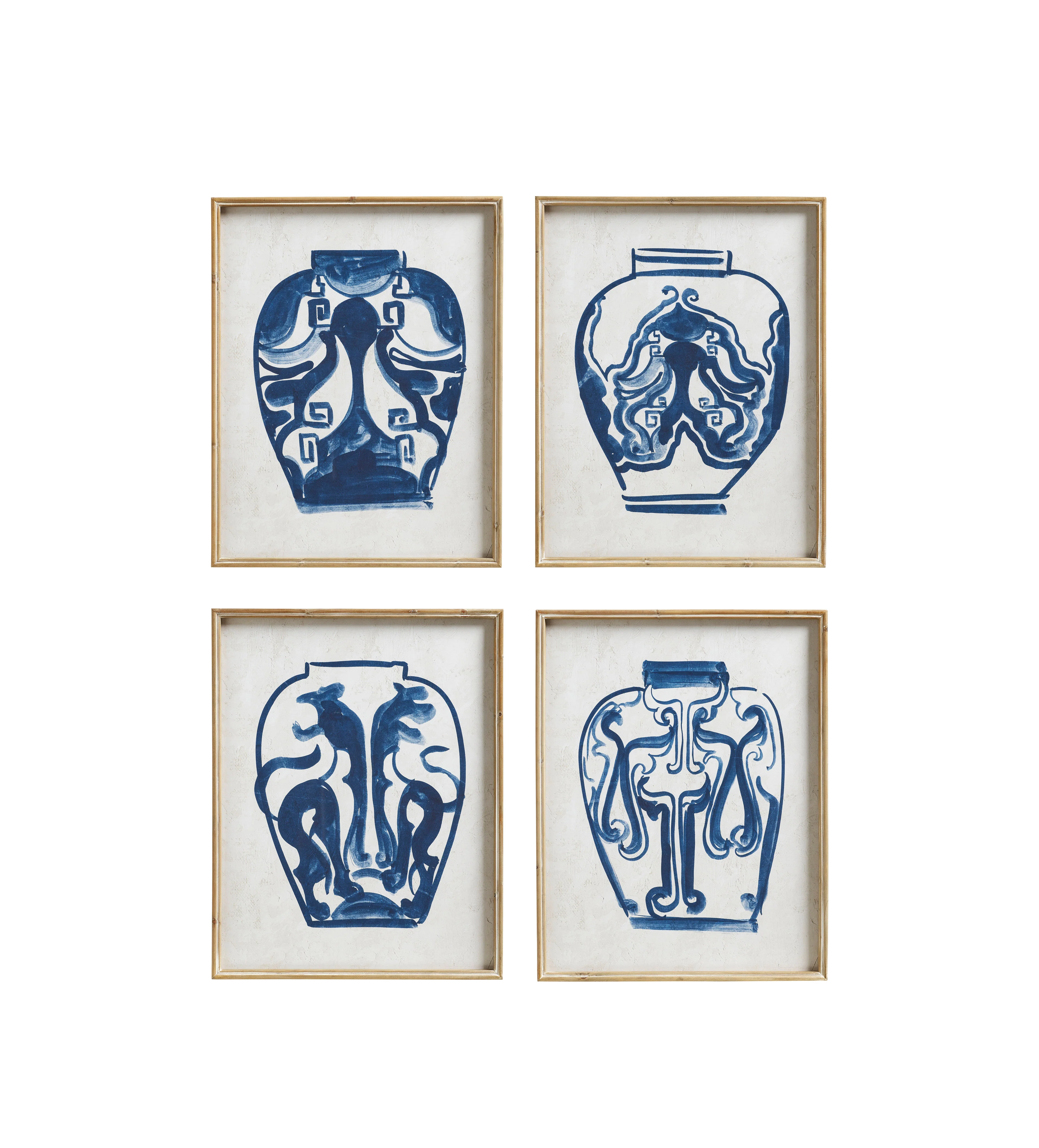 Kraak Vase Prints – Set of Four – Indigo/White