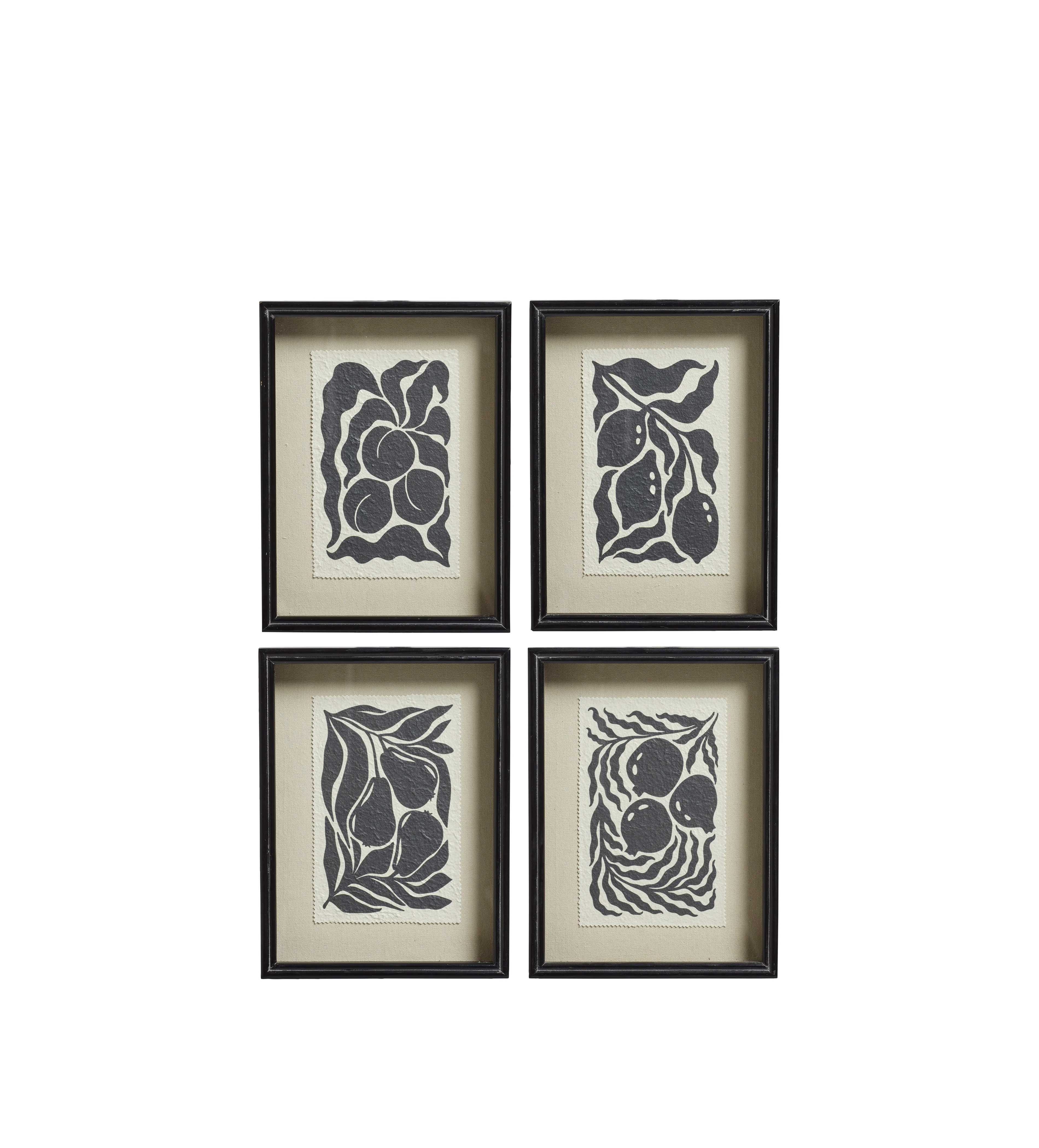 Luther Framed Fruit Prints – Set of Four – Black/White