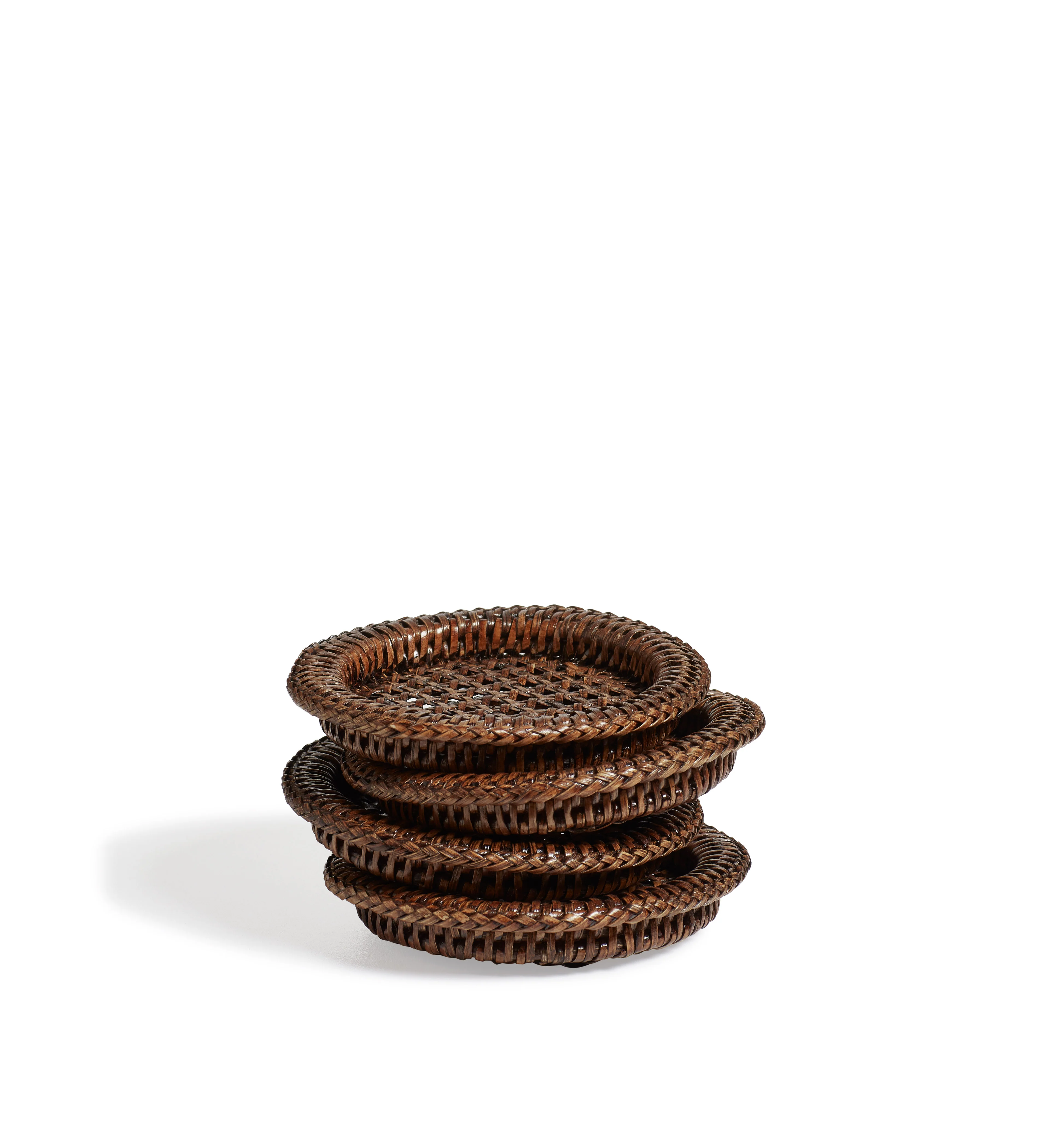 Rattan Coasters – Set of Four – Antique Brown