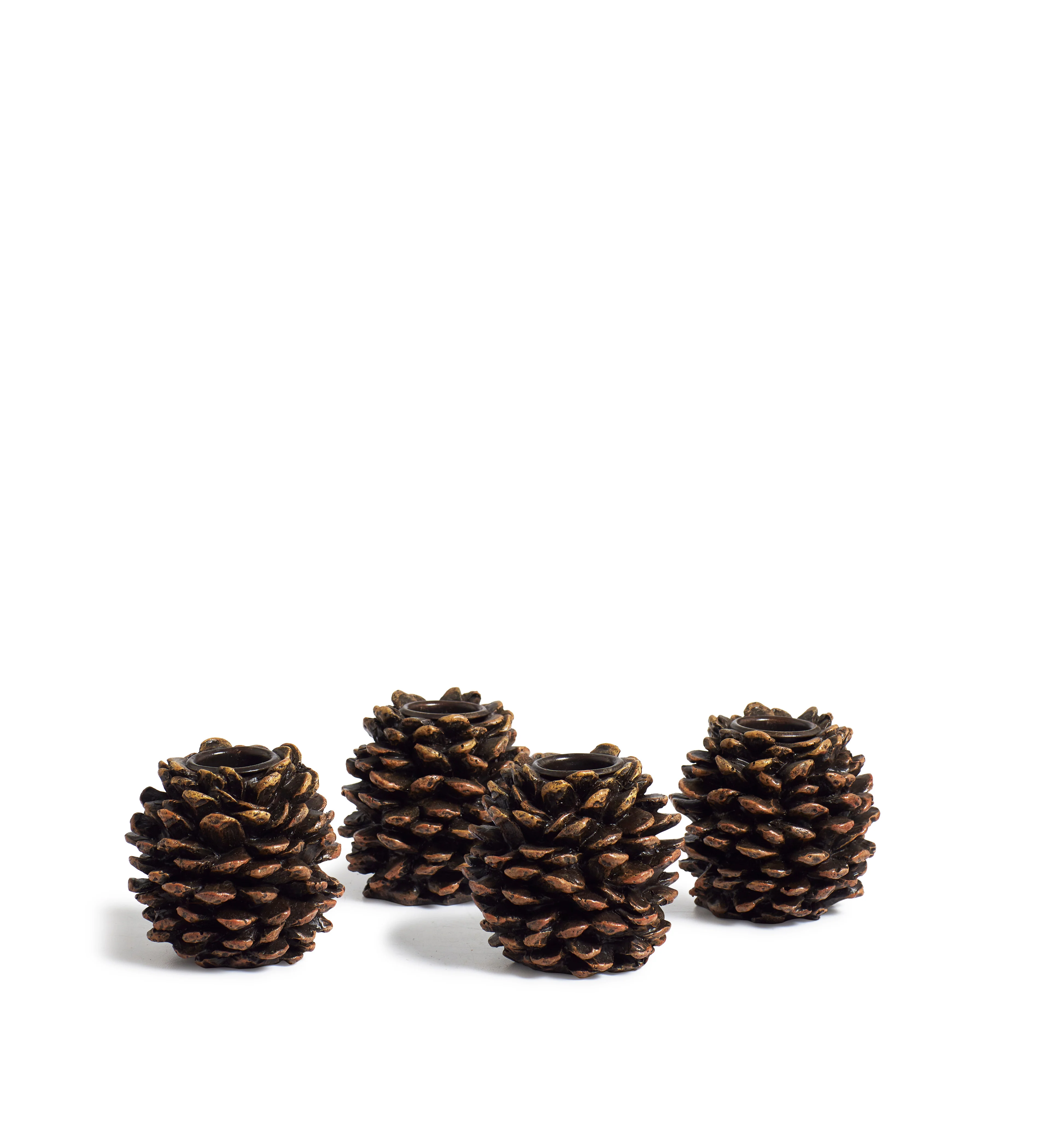 Pine Cone Candle Holders – Small – Set of Four – Small – Brown