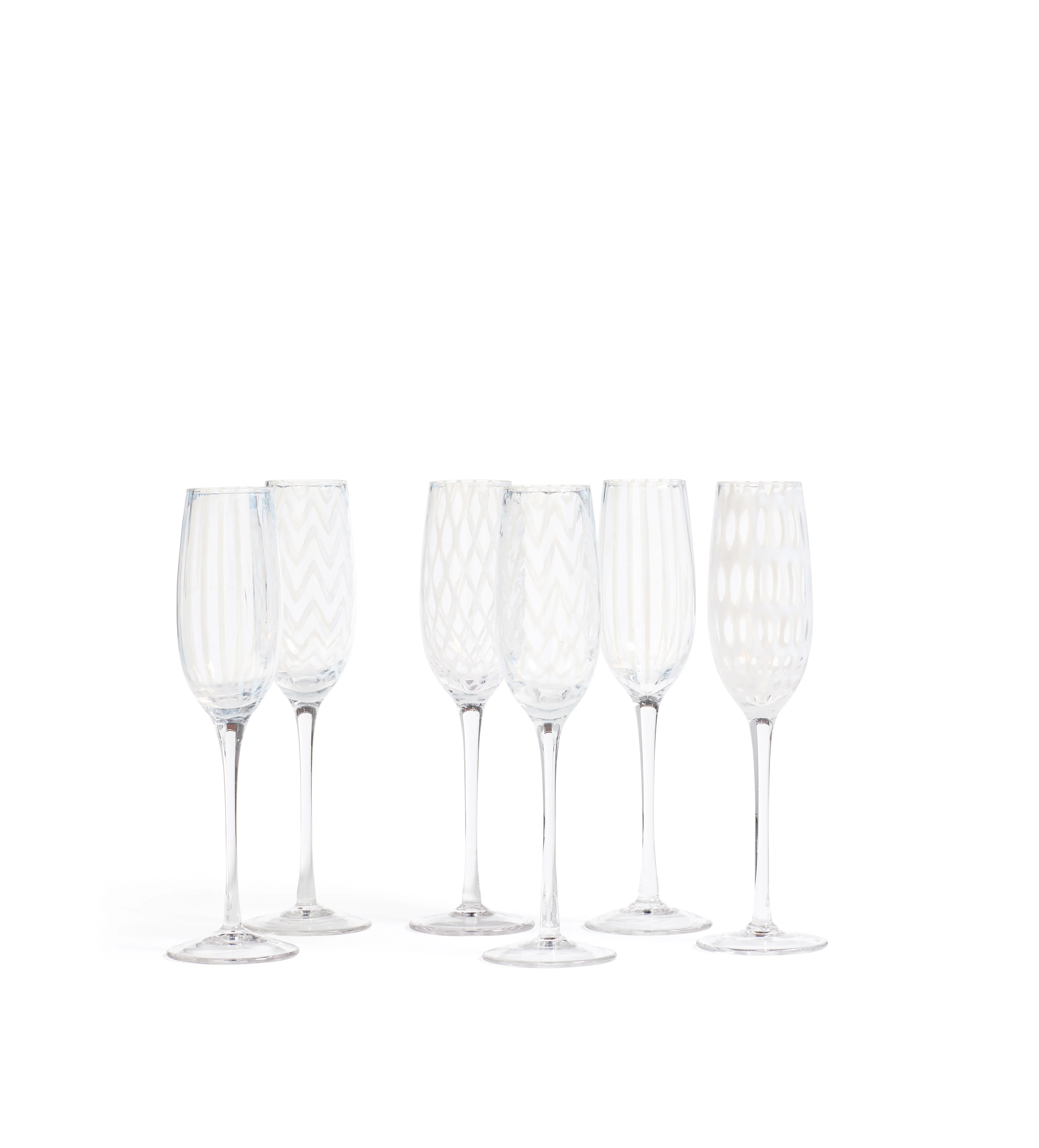Pulcinella Champagne Glasses – Set of Six – White