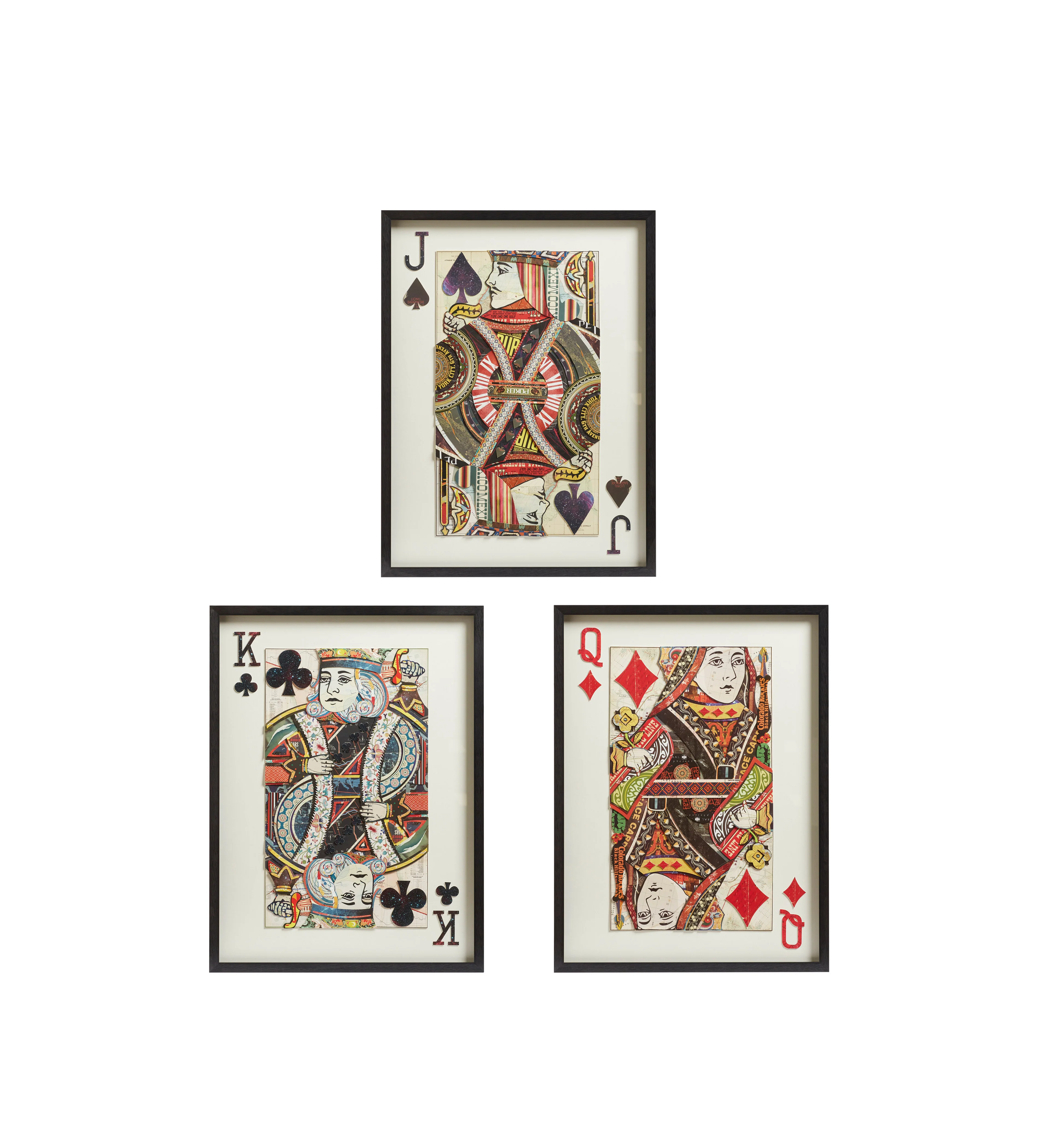 Playing Card Collages – Set of Three – Multi