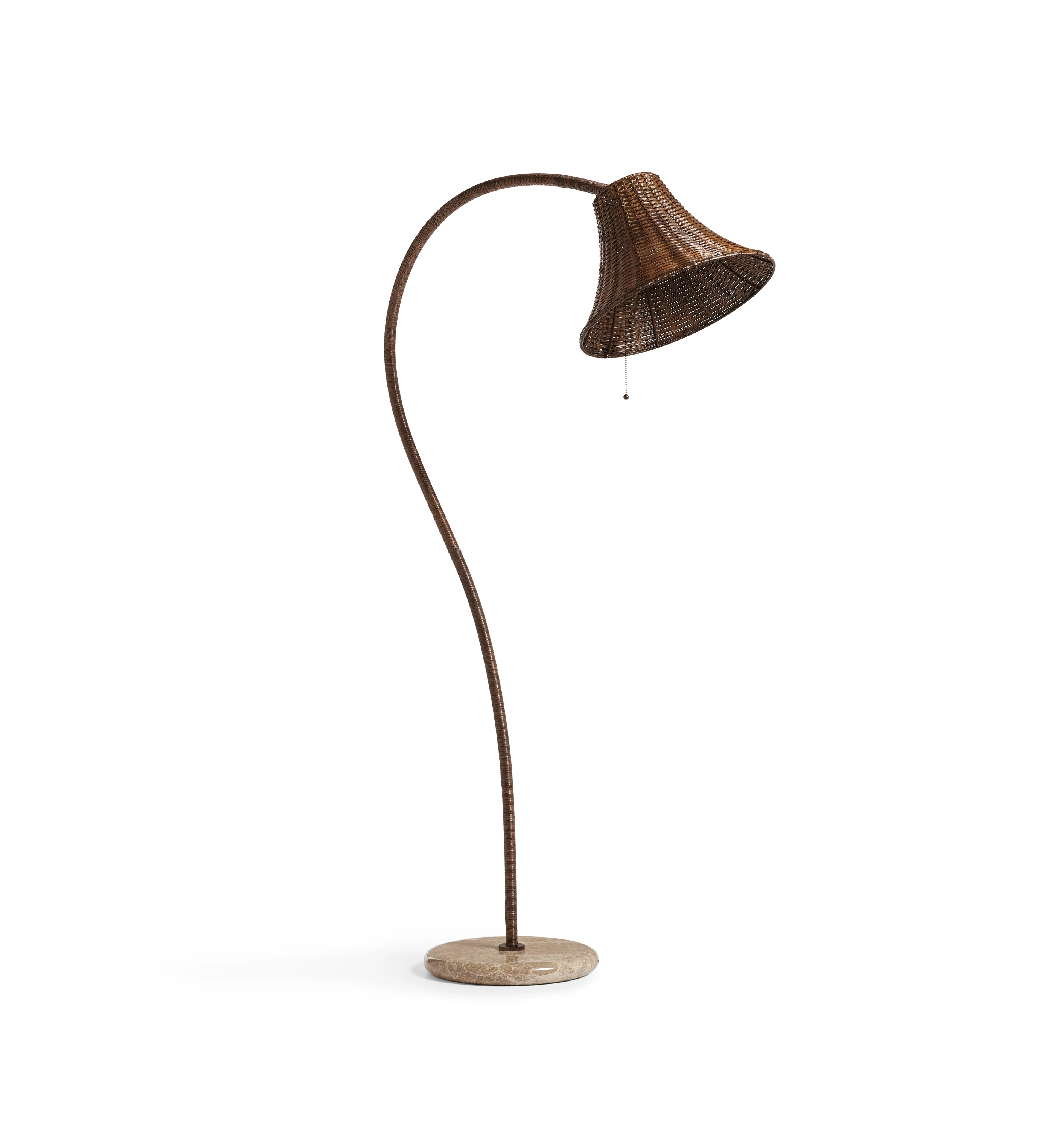 Sikao Rattan Arc Floor Lamp Base – Antique Brown