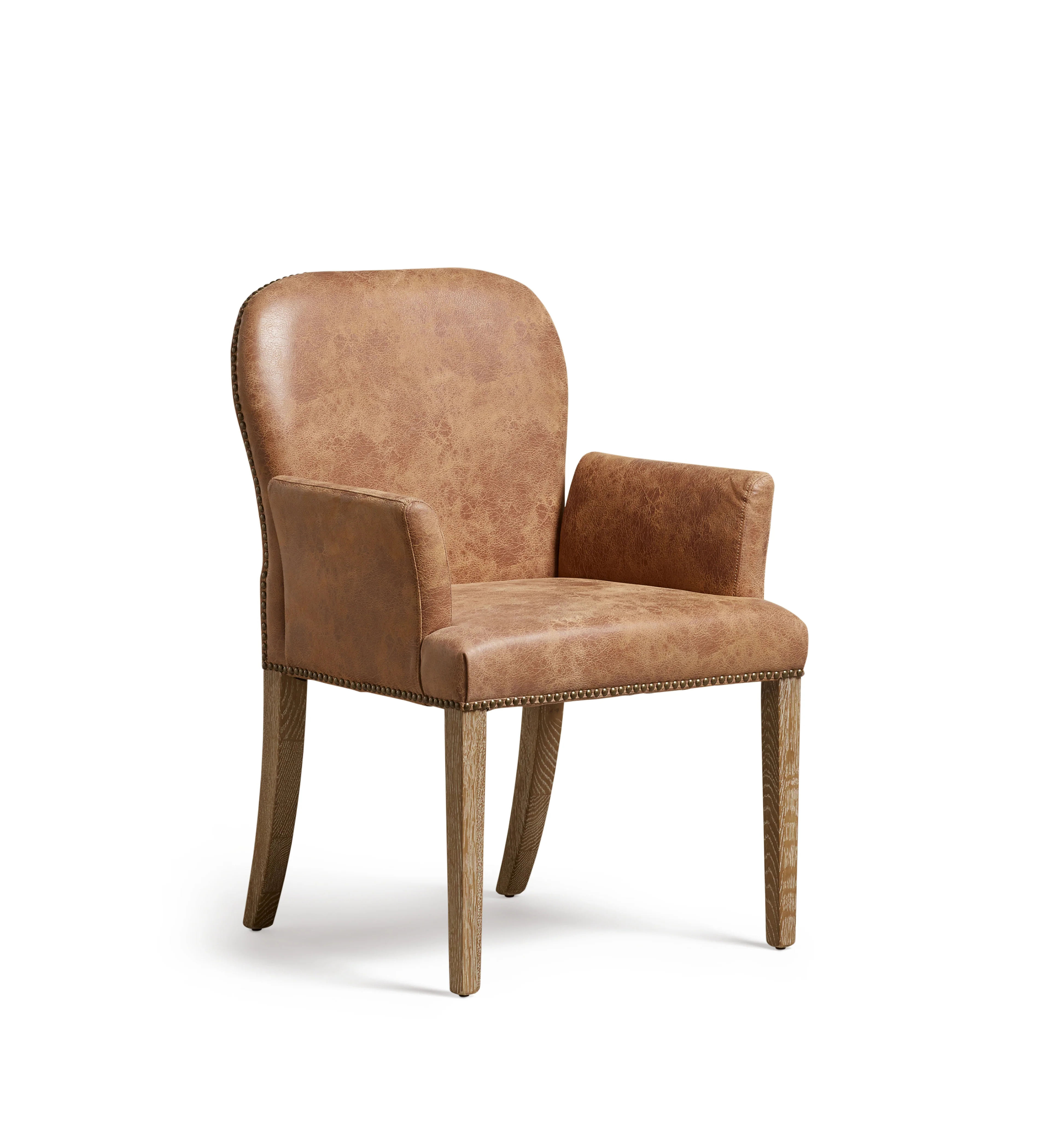 Stafford Leather Dining Chair with Arms – Aged Tobacco