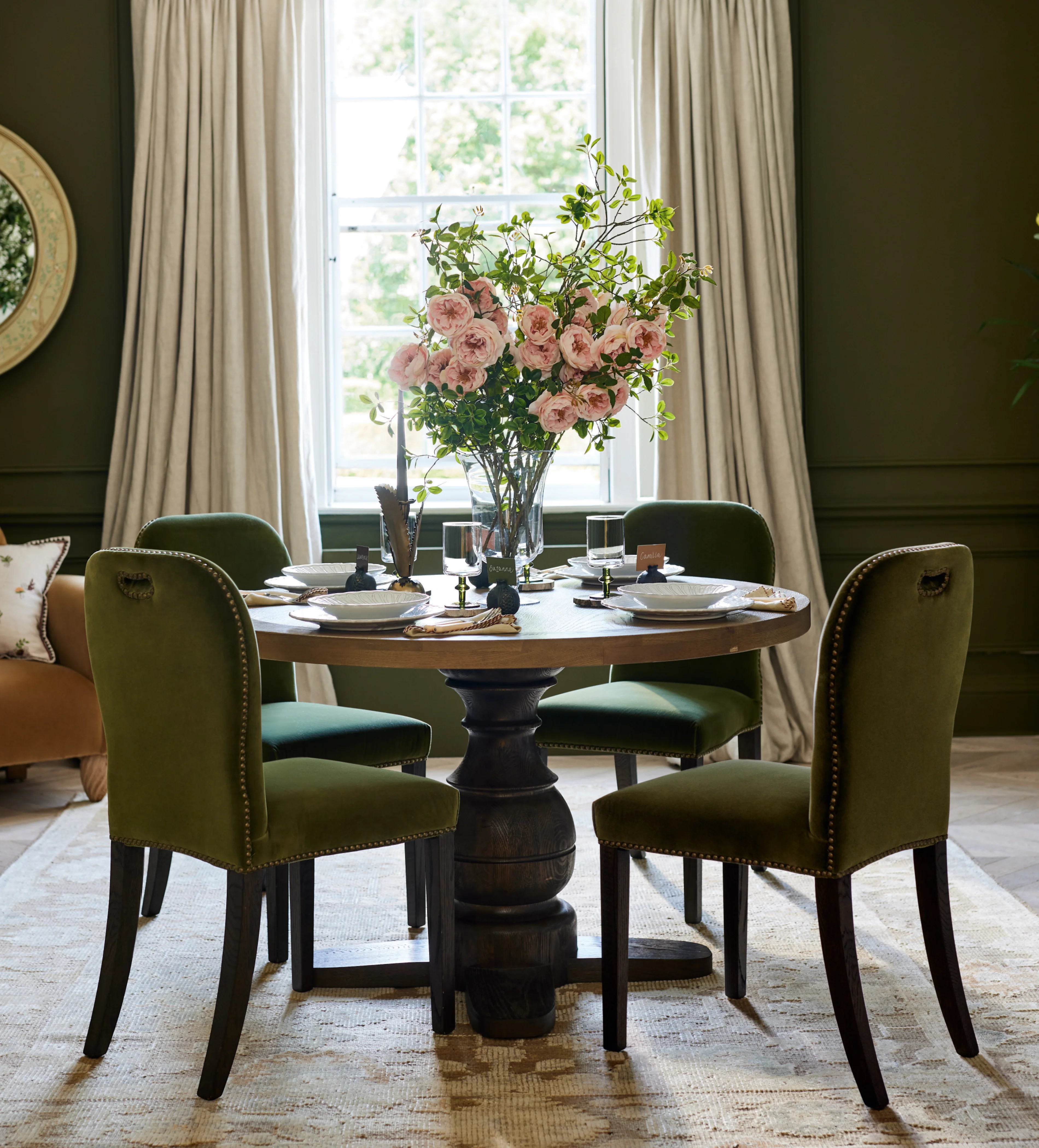 Stafford Velvet Dining Chair – Spruce – Set of Four