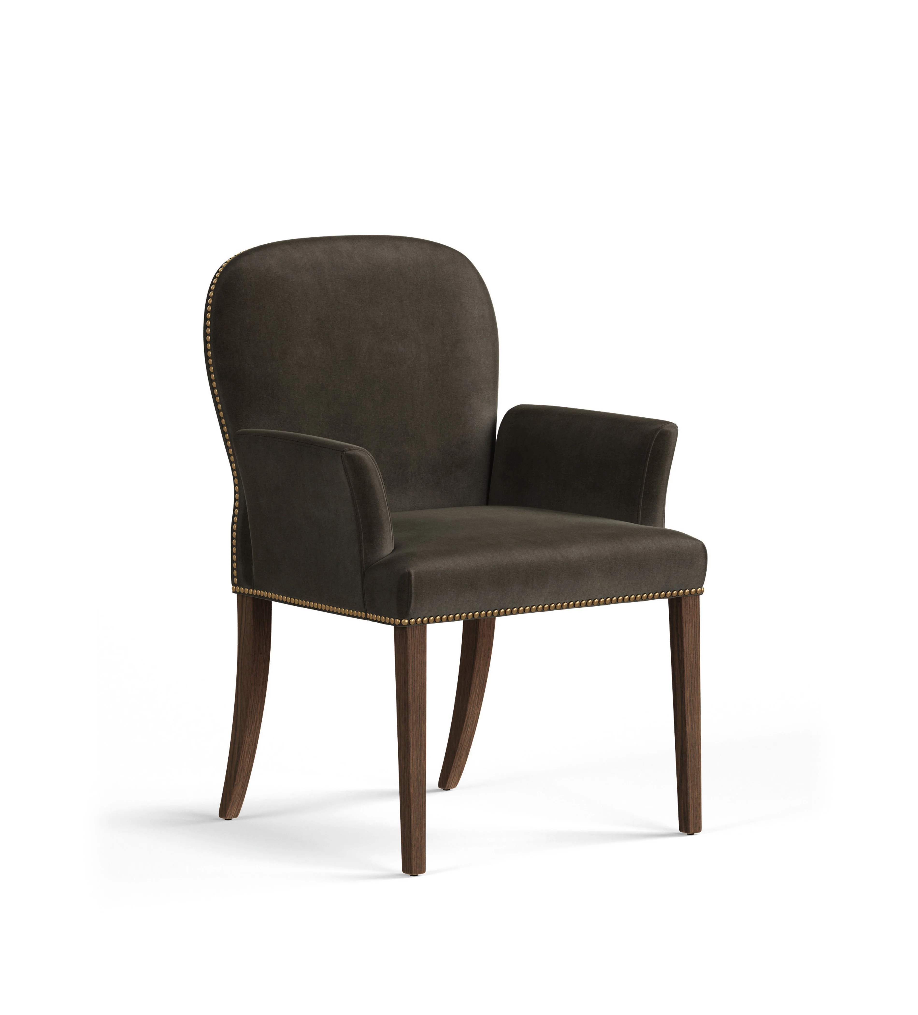 Stafford Velvet Dining Chair with Arms – Truffle