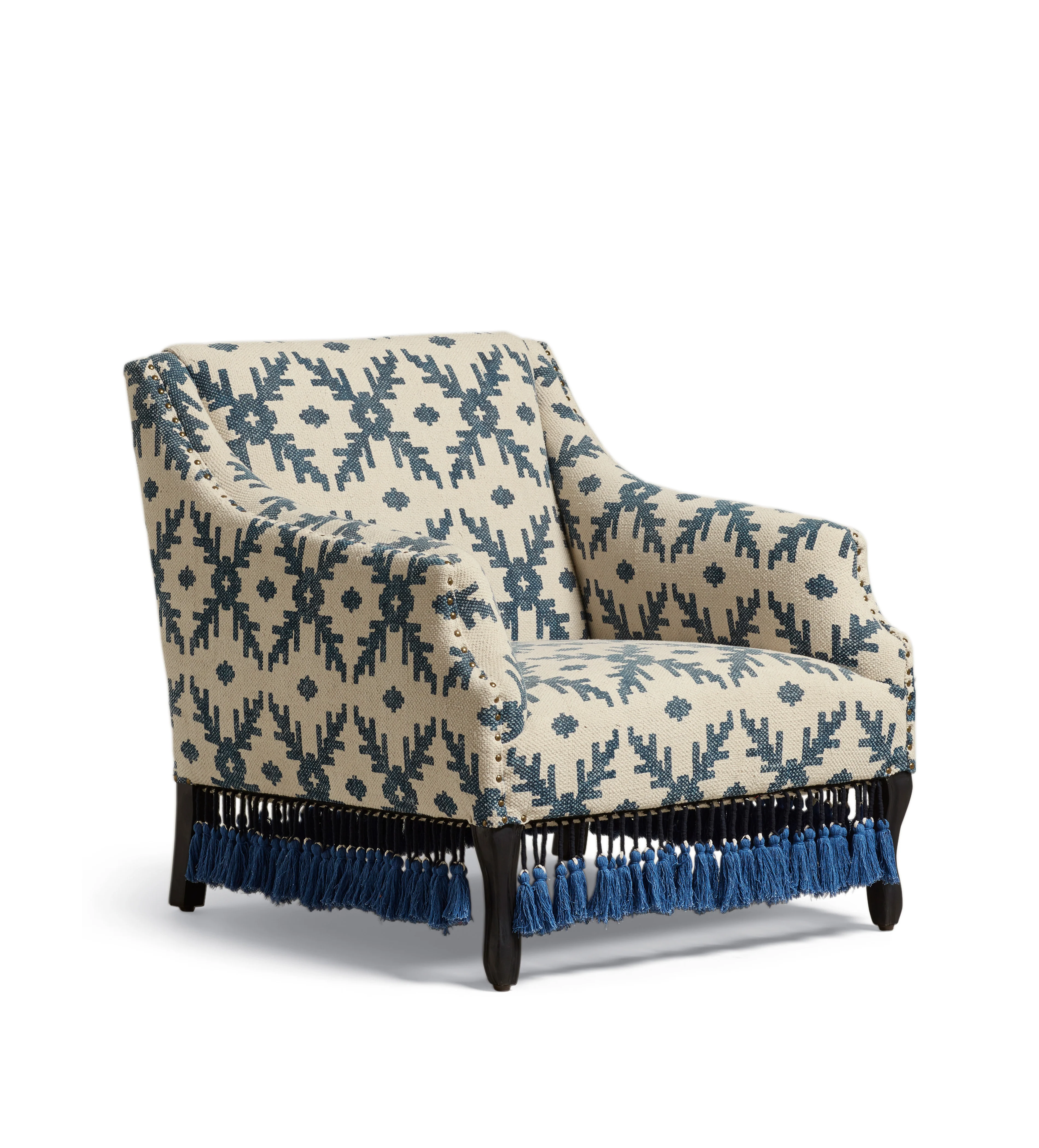 Tarma Lazaret Cotton Armchair – Midnight Blue/Off-White