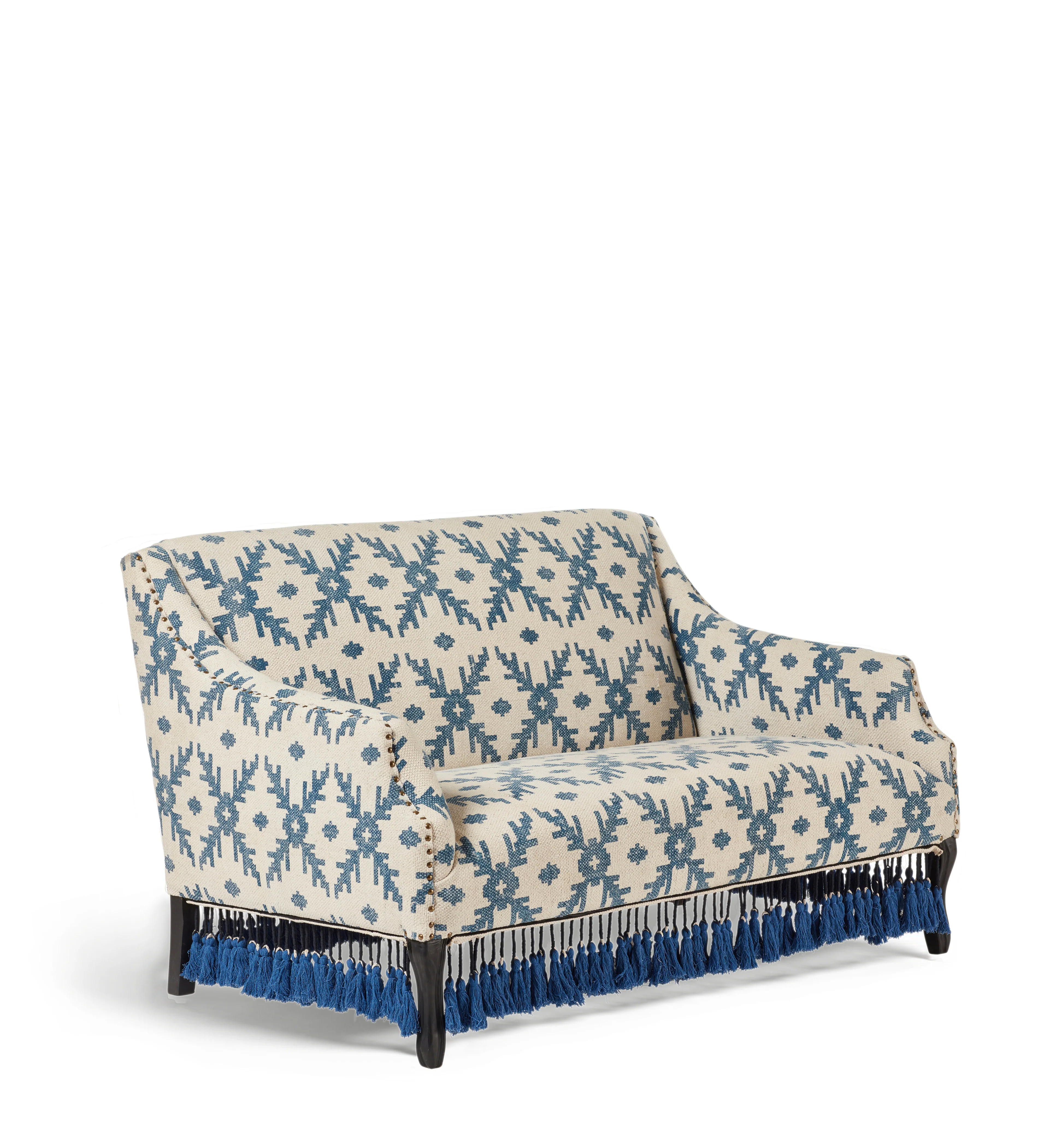 Tarma Lazaret Cotton 2-Seater Sofa – Midnight Blue/Off-White