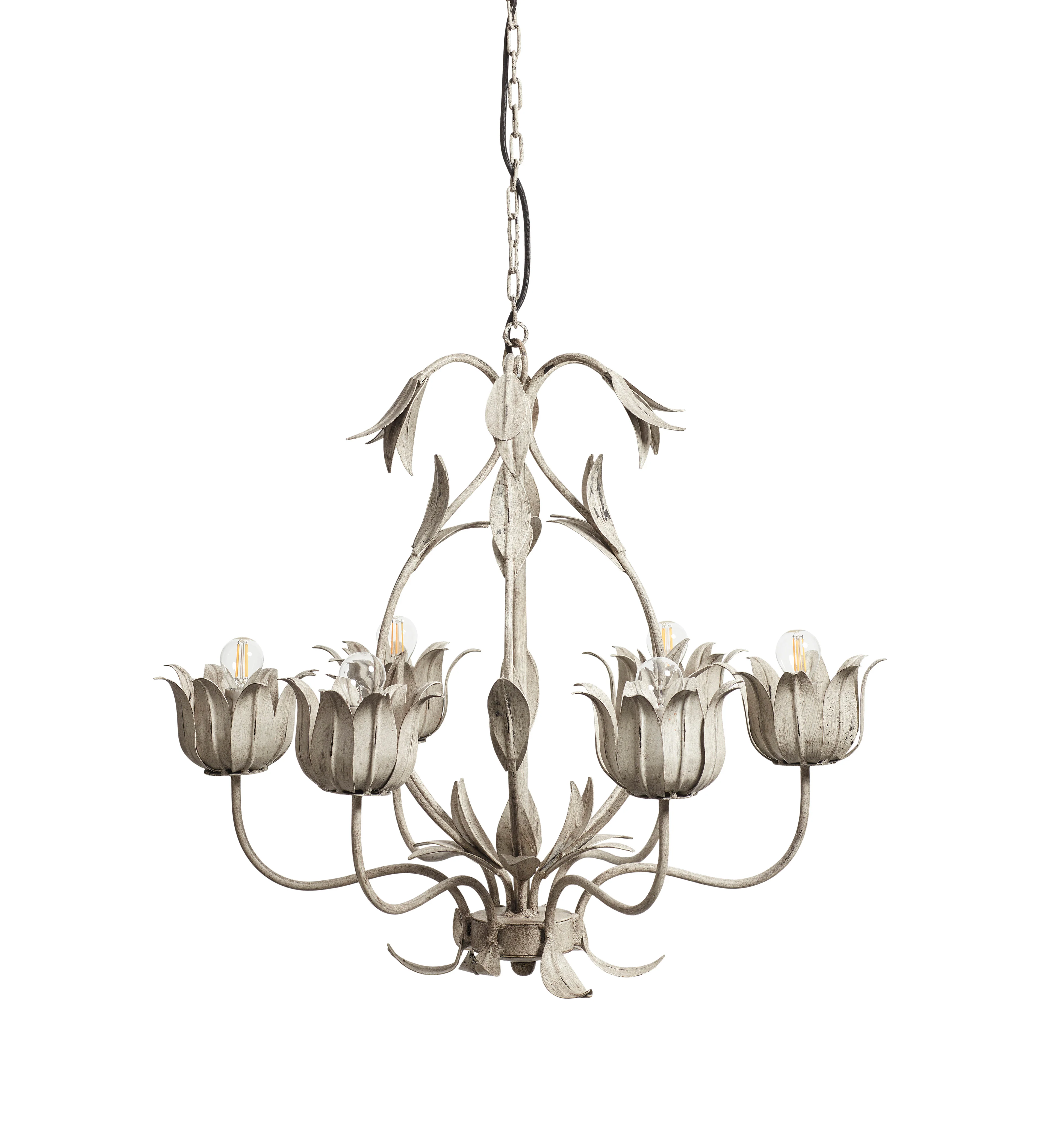 Thalia Floral Chandelier – Distressed Vellum