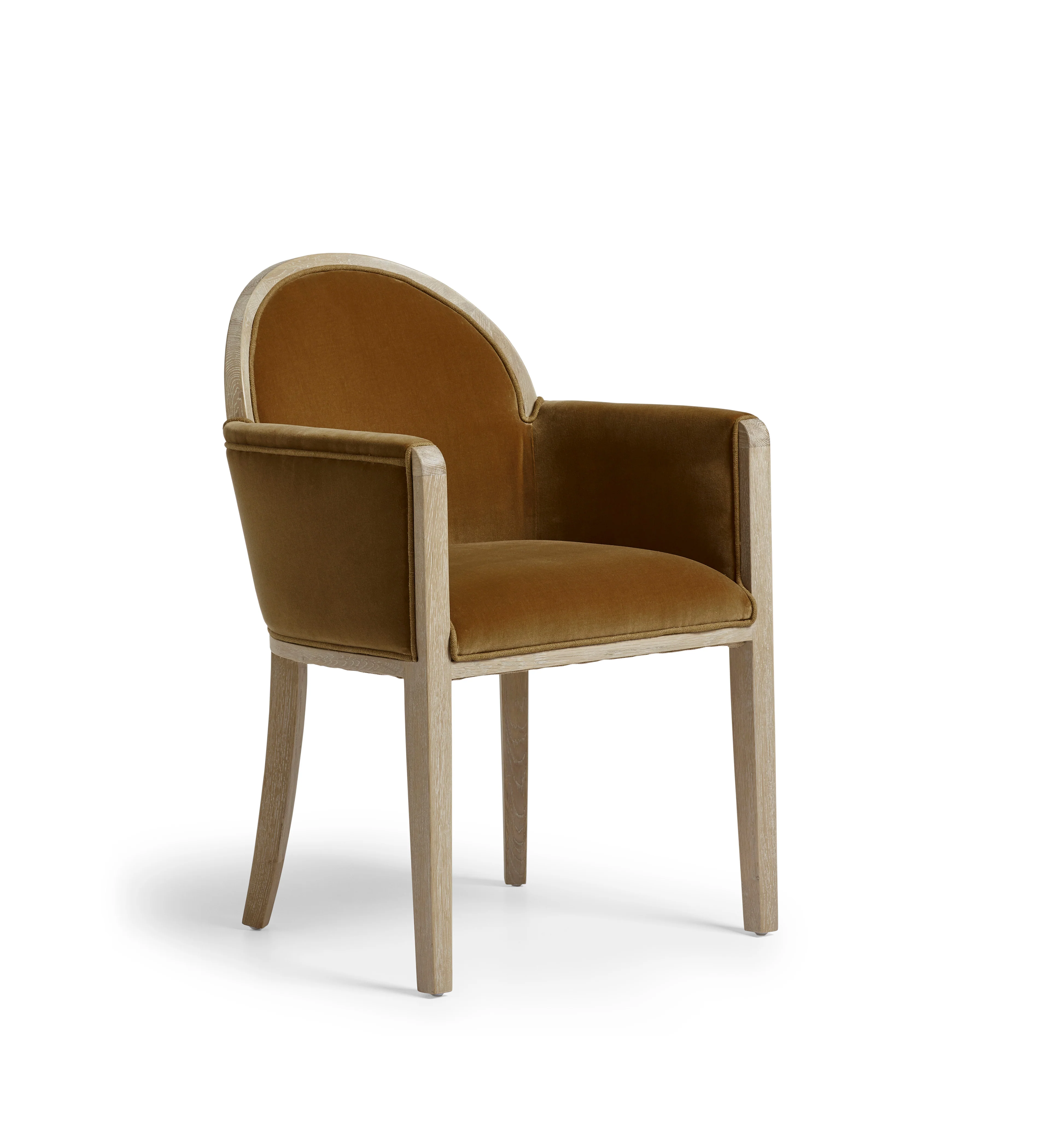 Wilbur Velvet Dining Chair – Dark Weathered Oak/Caramel