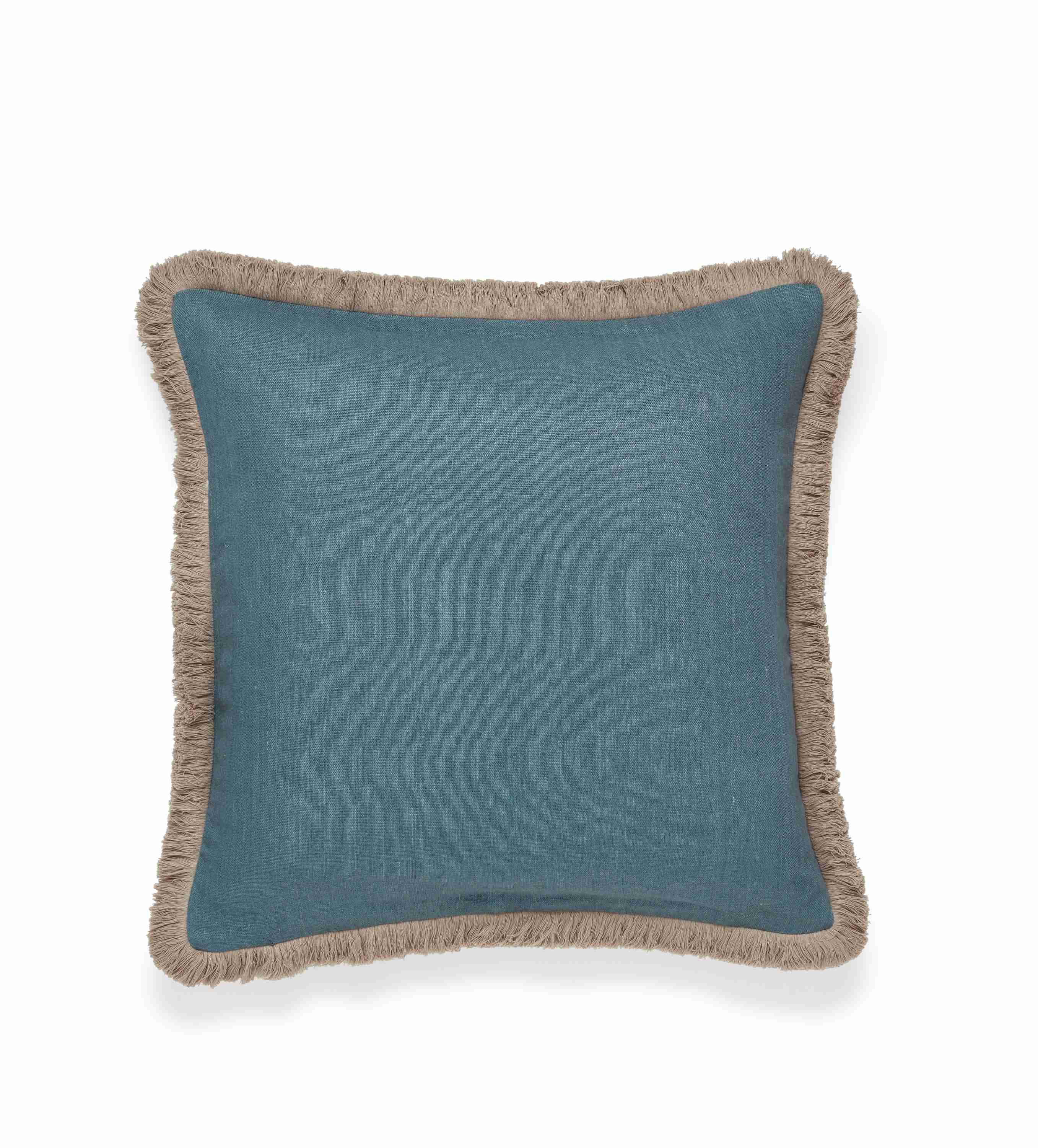 Wilma Cushion Cover with Fringing – Mid Blue