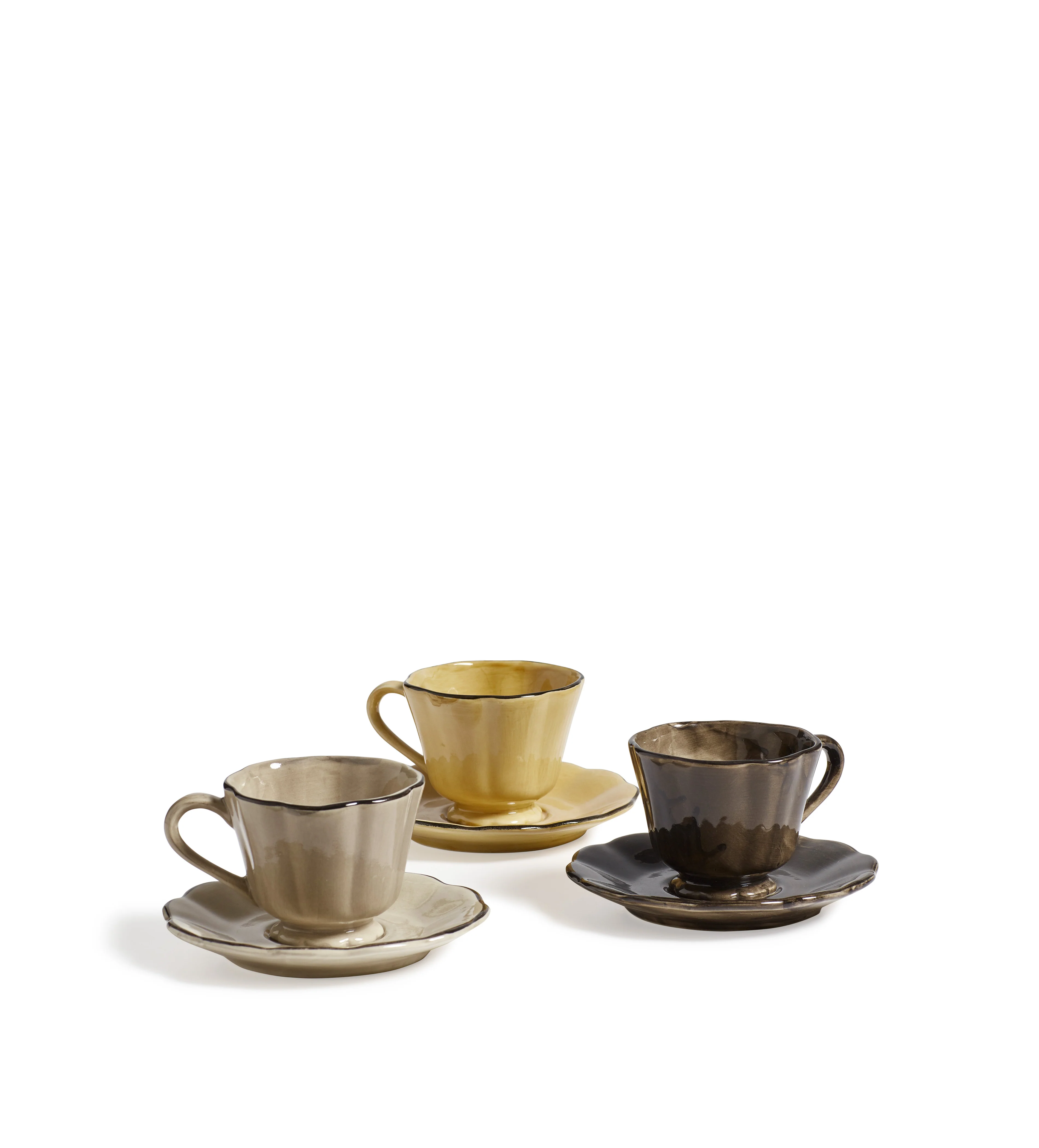 Winslow Cups and Saucers – Set of Three – Multi