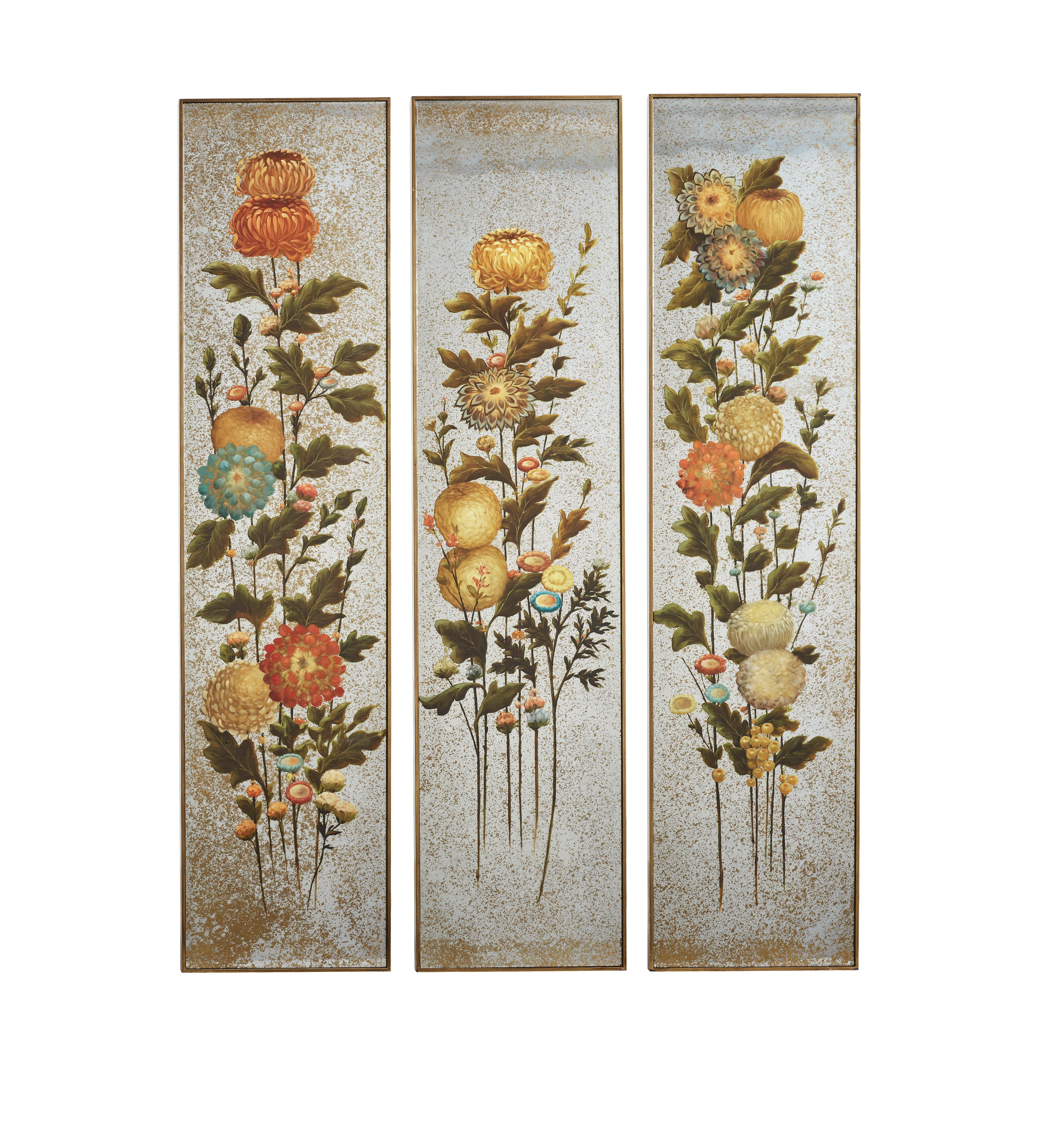 Zhenhua Gilted Floral Panels – Set of Three – Multi